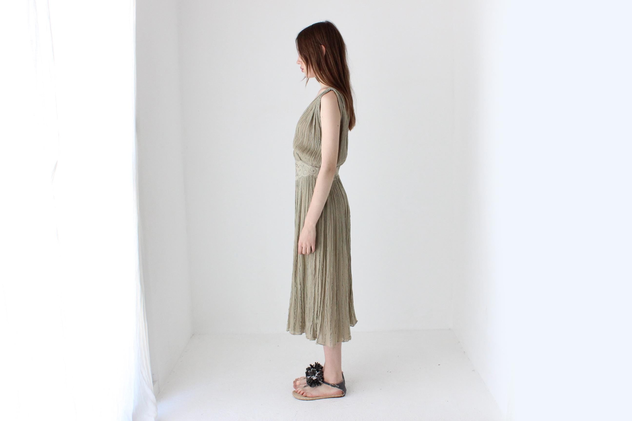 2000s Athenian Greek Made Gauze Dress