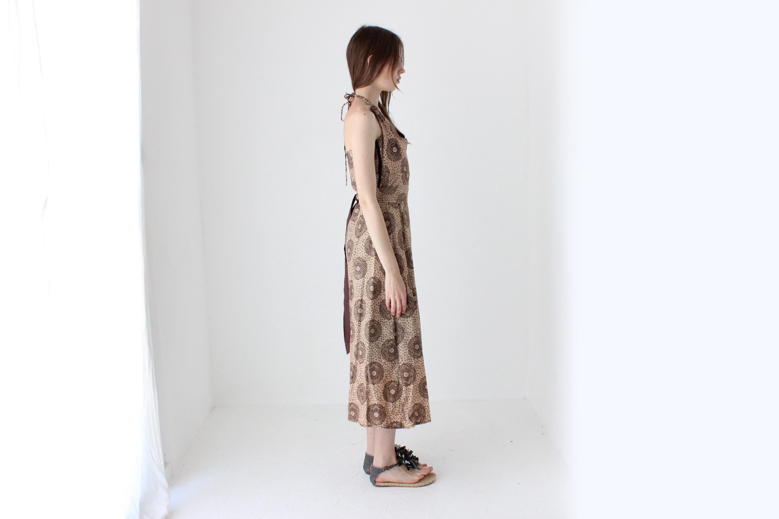 90s Handmade Boho Cotton Halter Dress