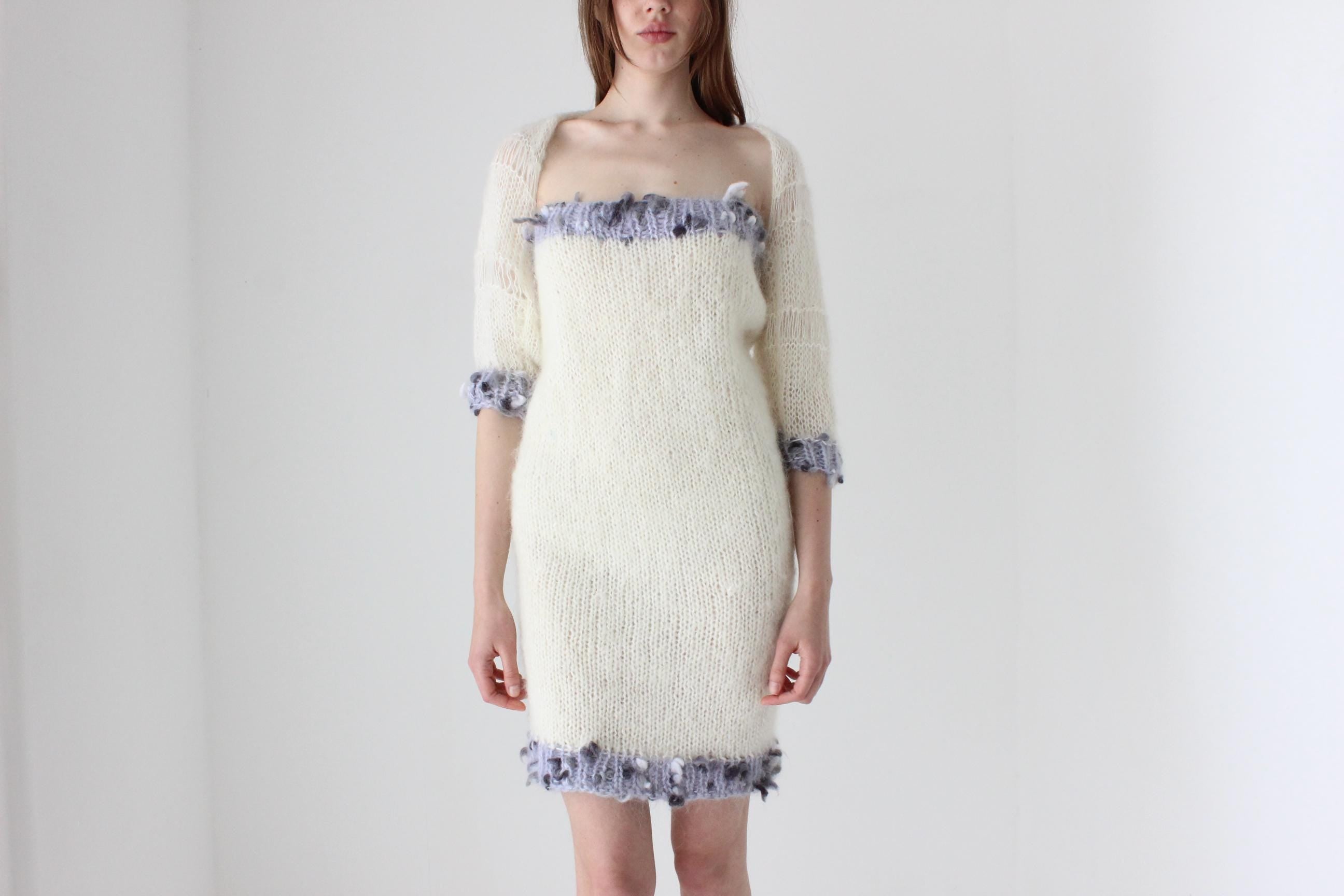 One Off Hand Knit Mohair Multi-Way Dress & Bolero Set