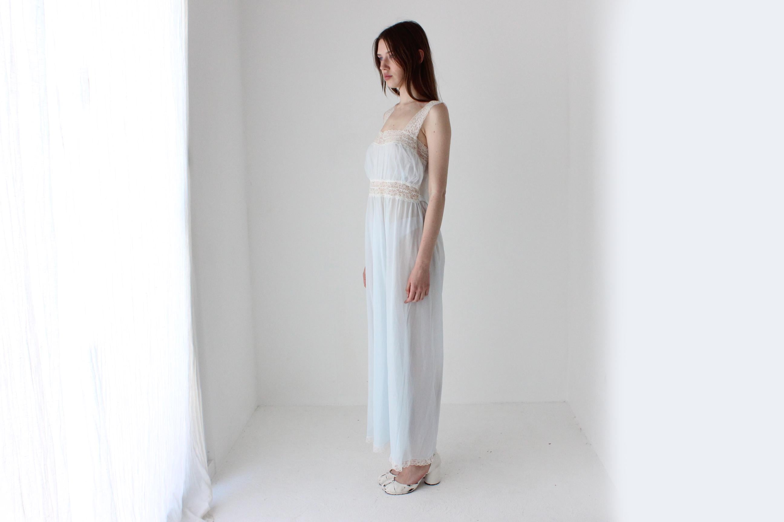 50s Pastel Nylon Nightgown Dress by Patolaine Lingerie