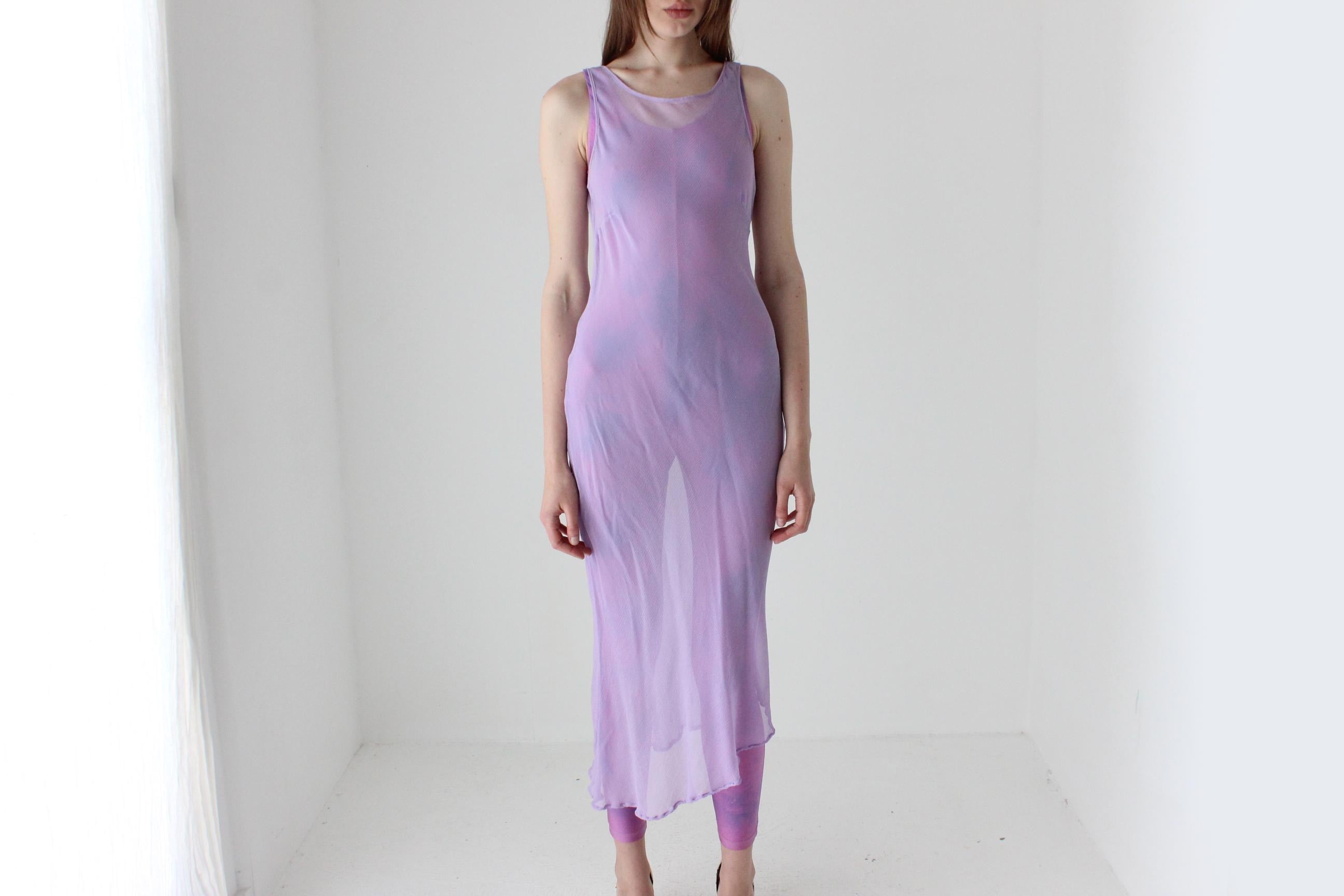 90s PURE SILK Georgette Sheer Pastel Bias Cut Dress
