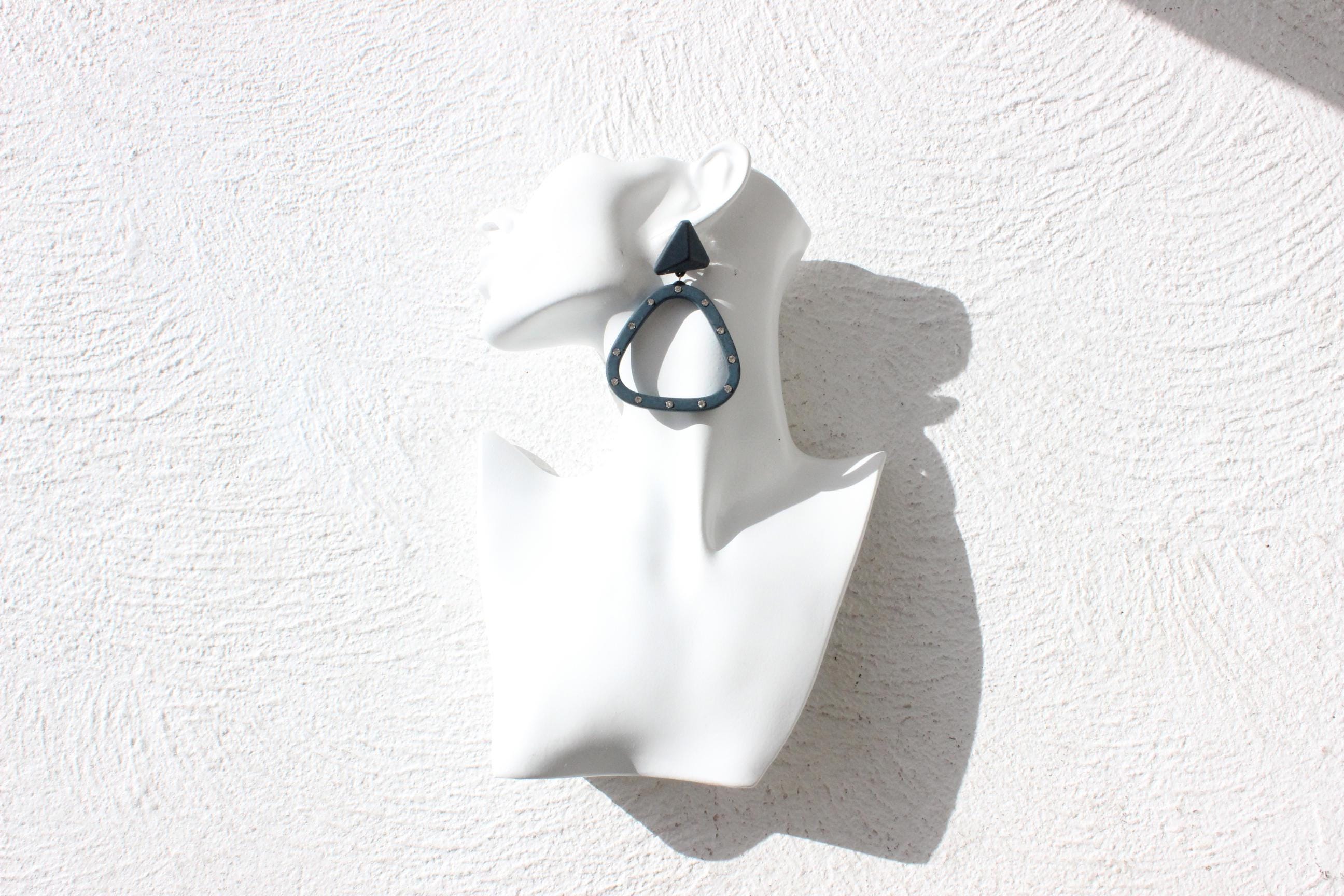 80s Petrol Blue Gallery Girl Clip On Earrings