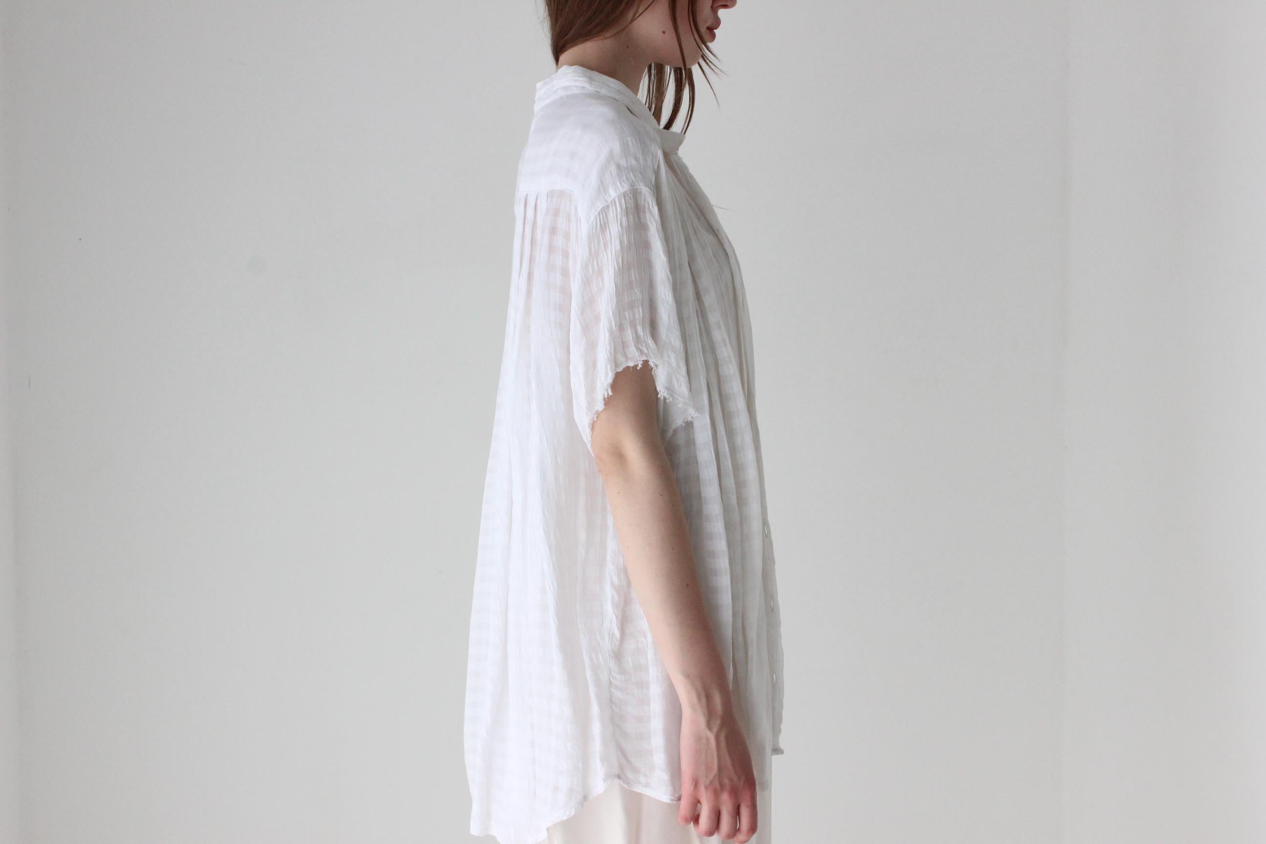 80s Seersucker Gauze White Short Sleeve Shirt