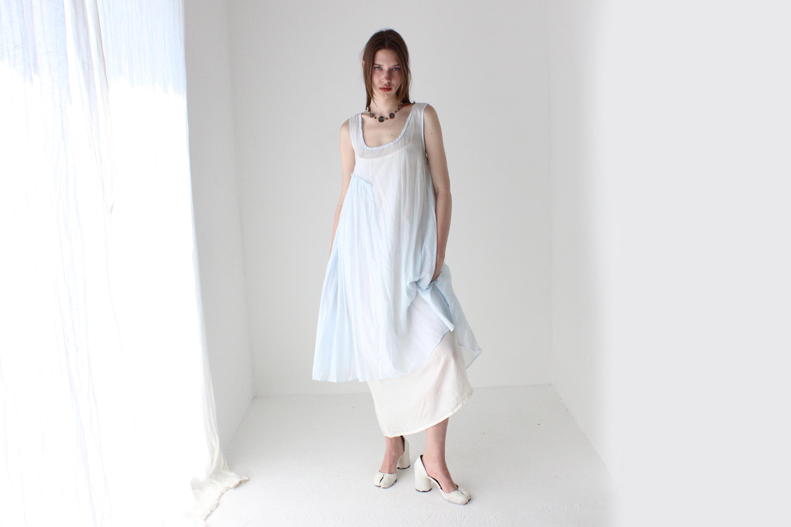 90s Tissue Thin Cotton Gauze Trapeze Dress