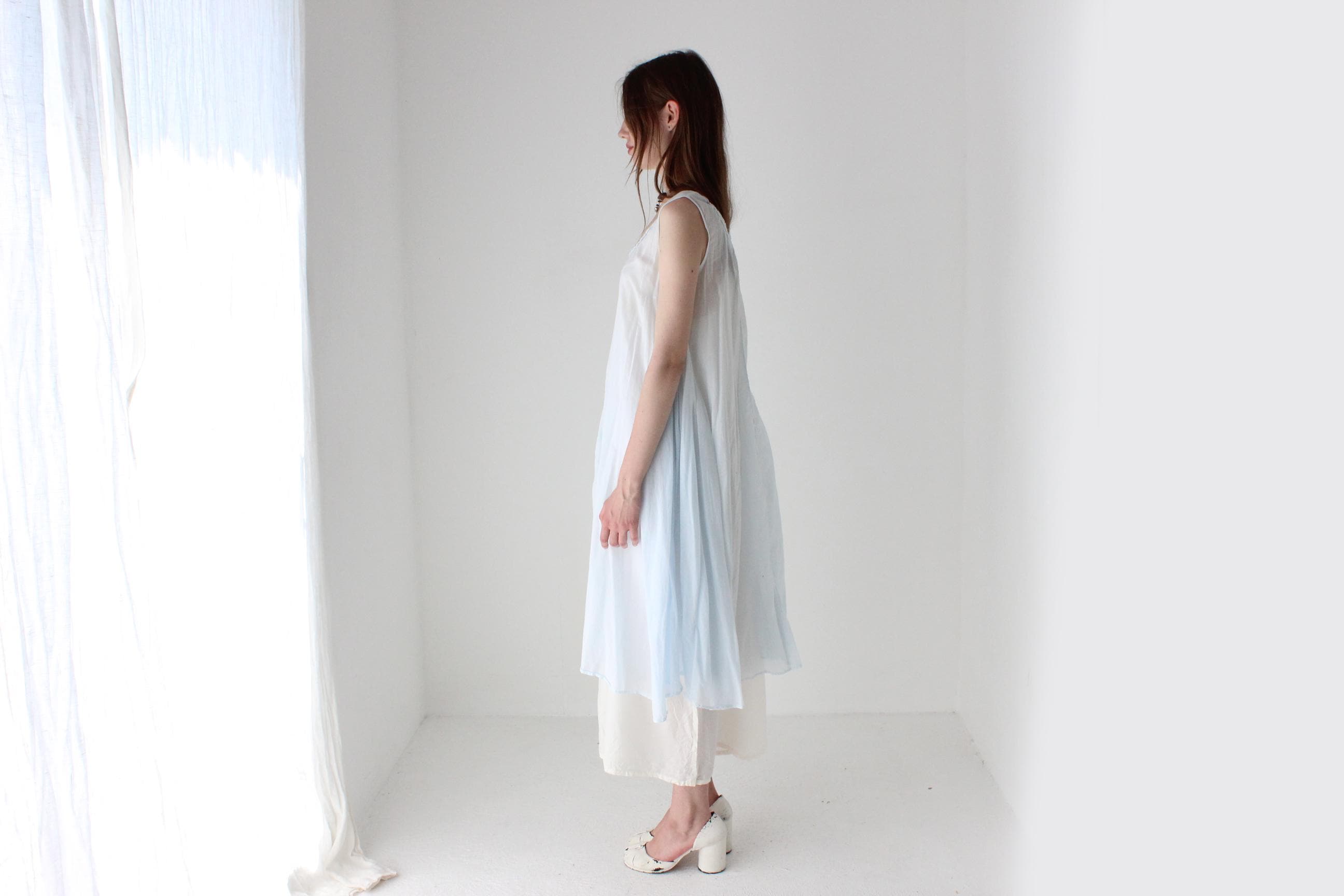 90s Tissue Thin Cotton Gauze Trapeze Dress