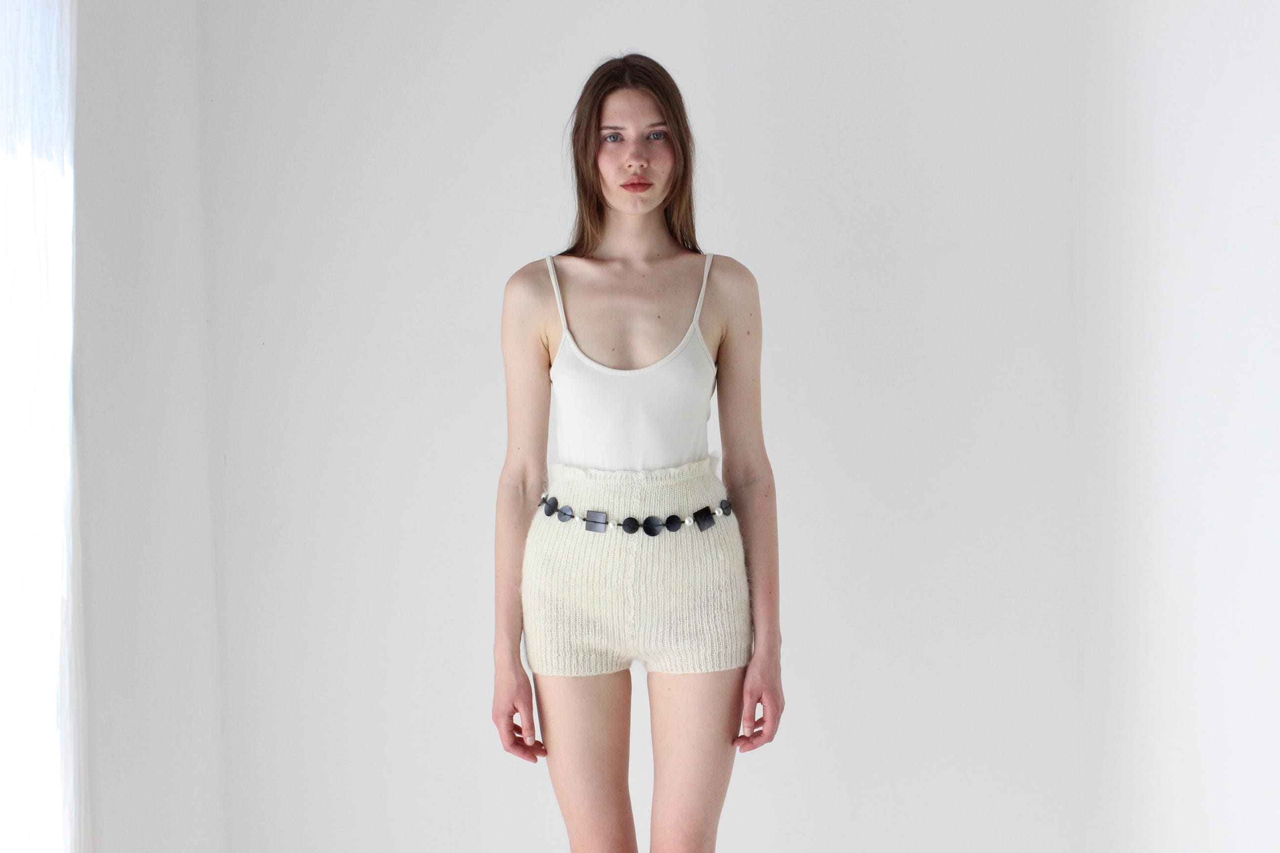 Ivory Hand Knit Mohair Hotpants