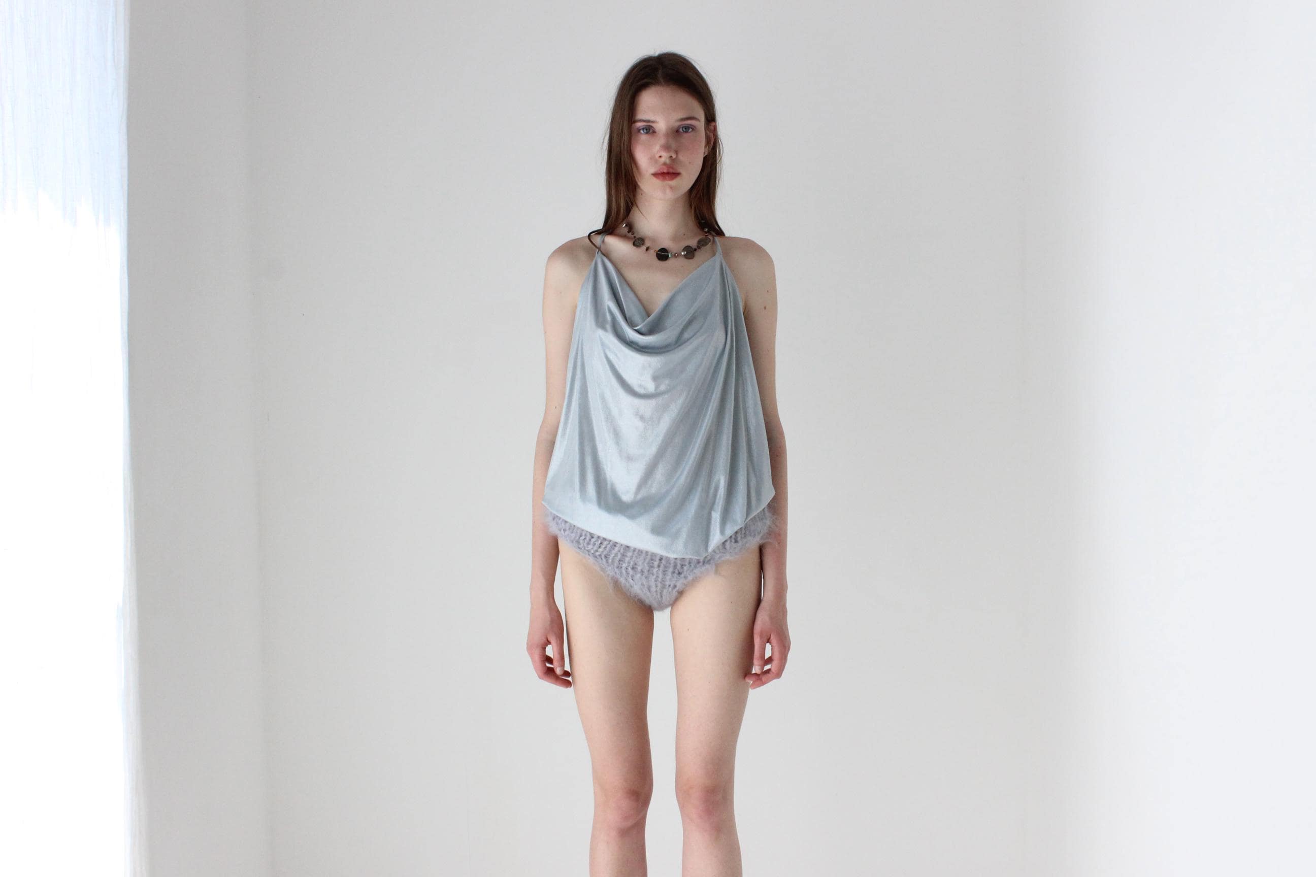 90s Iridescent Slinky Halter Top or Mini