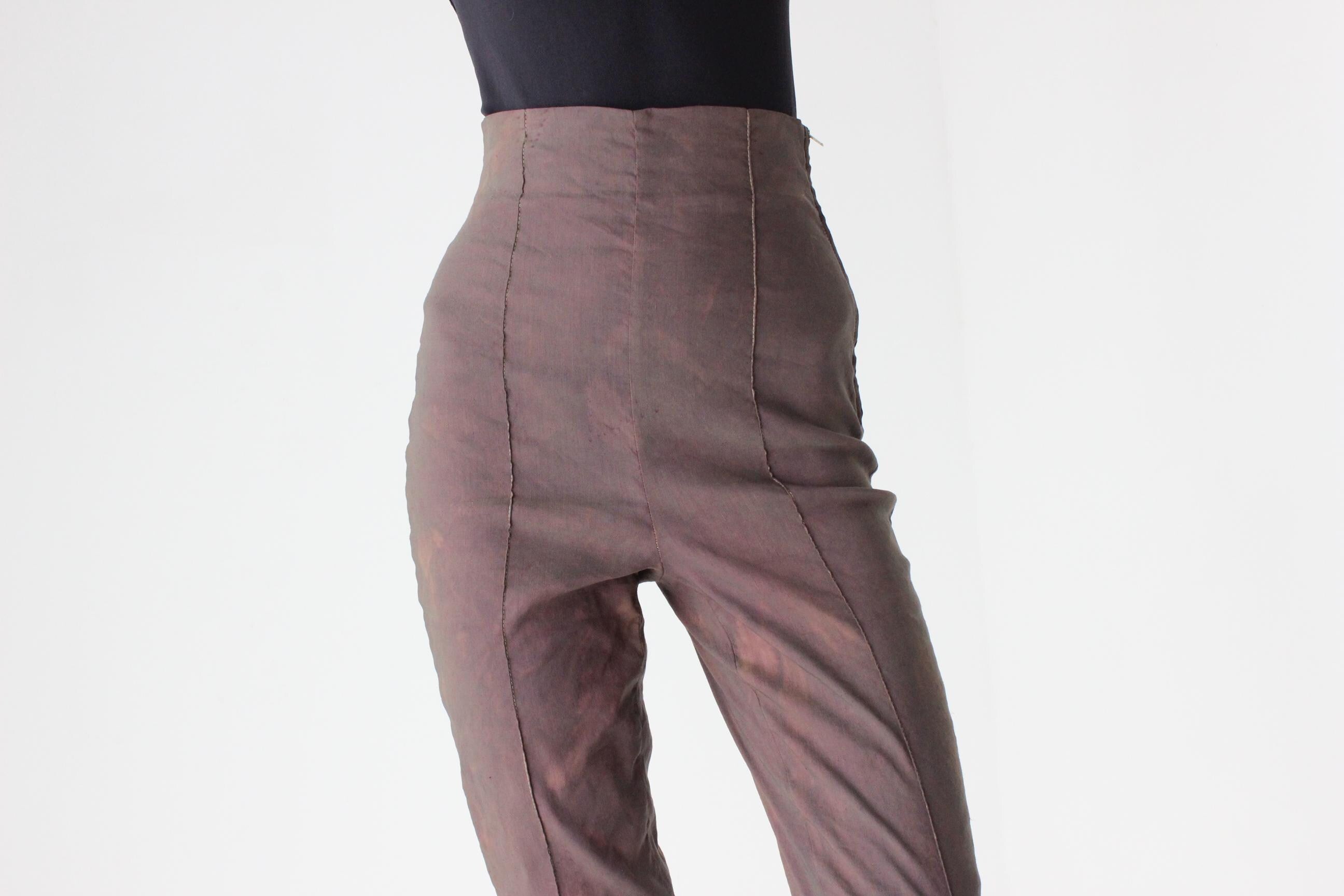 90s Romeo Gigli Super High Waist Trousers in Mottled Dye