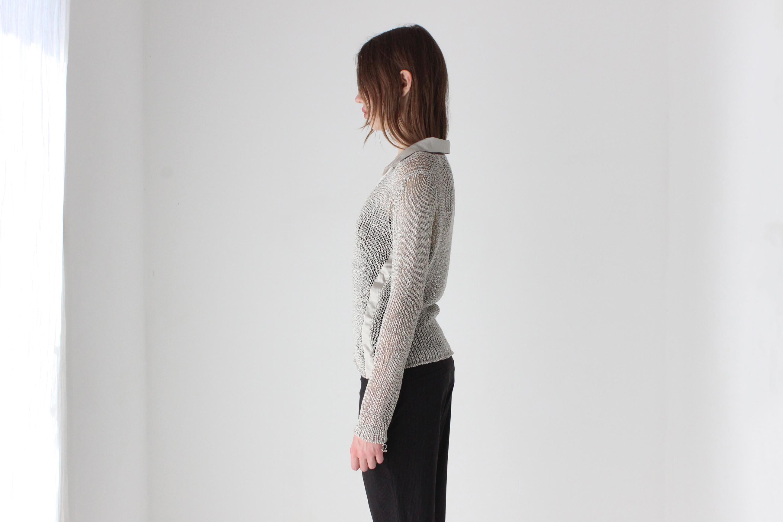 Y2K Futuristic Open Knit Top