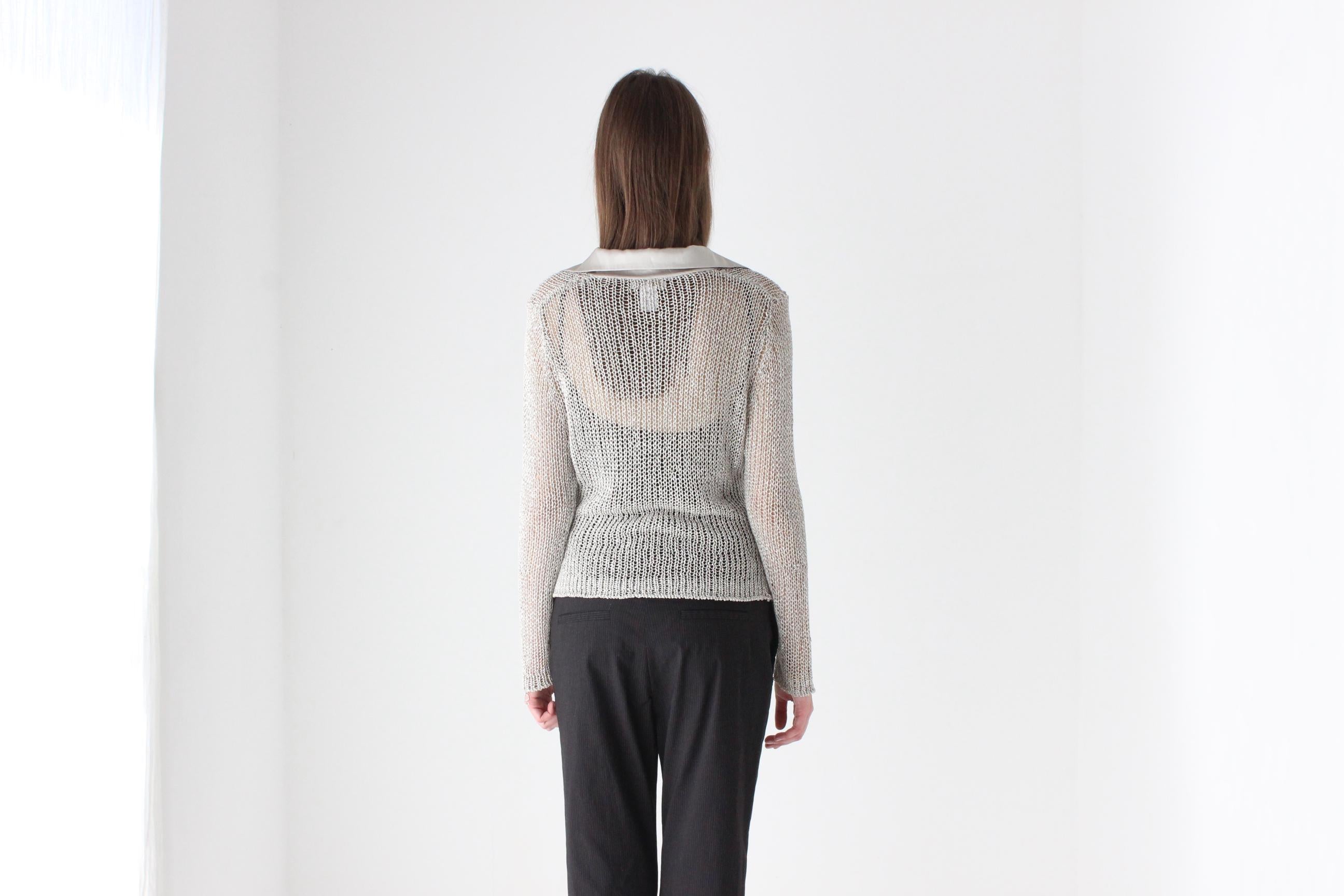 Y2K Futuristic Open Knit Top