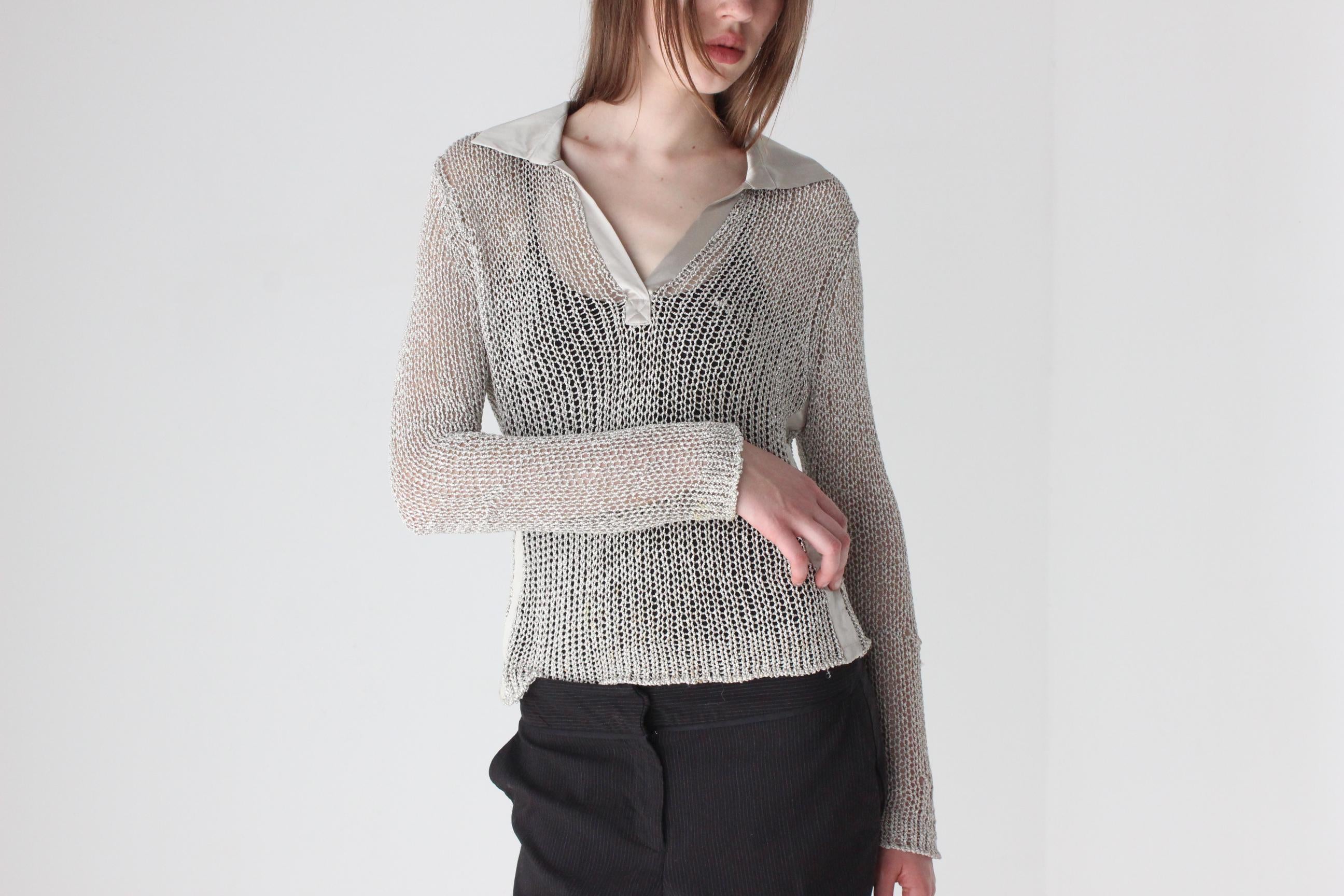 Y2K Futuristic Open Knit Top