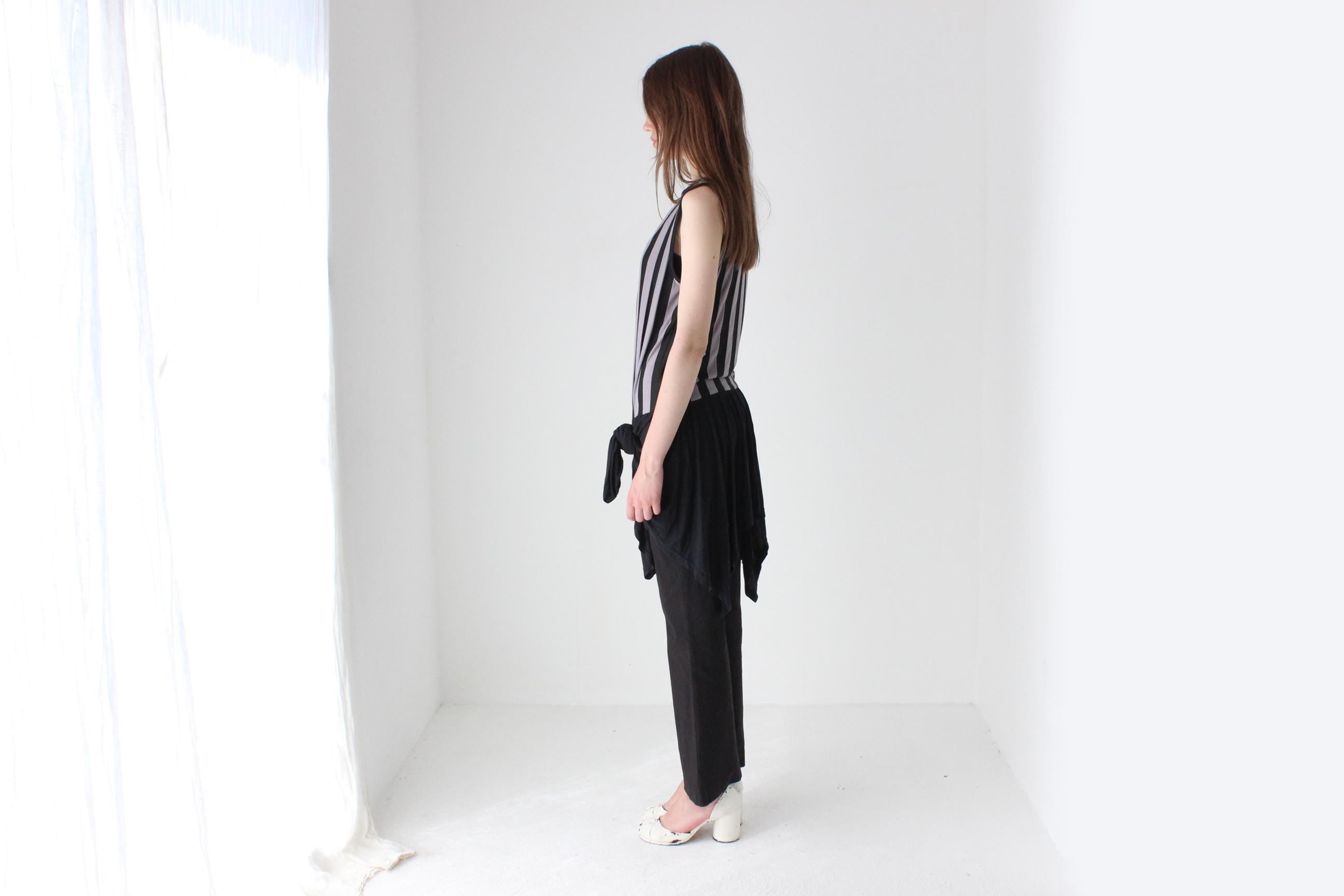 Y2K Bold Striped Jersey Tank Dress w/ Jagged Hem