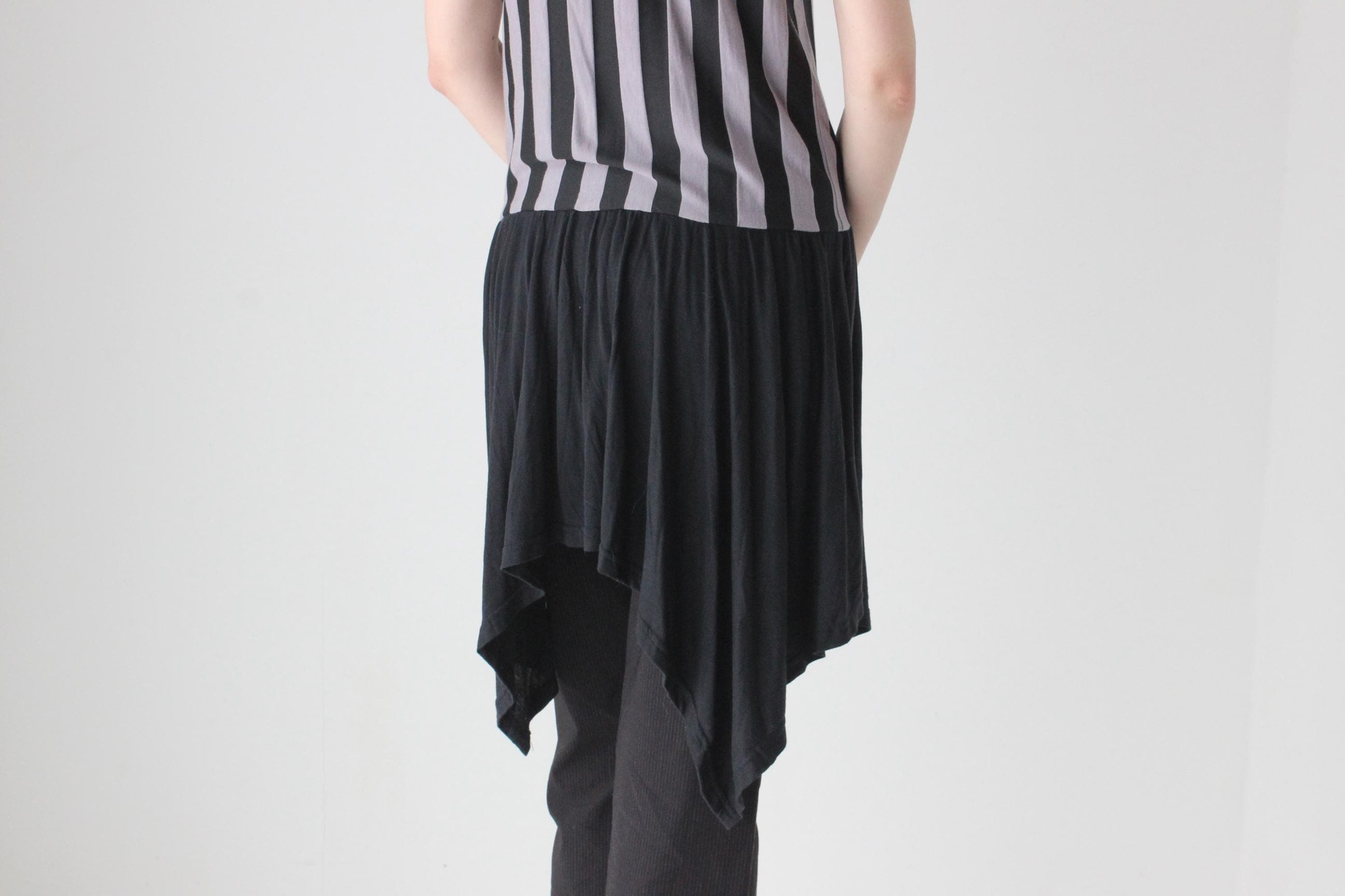 Y2K Bold Striped Jersey Tank Dress w/ Jagged Hem