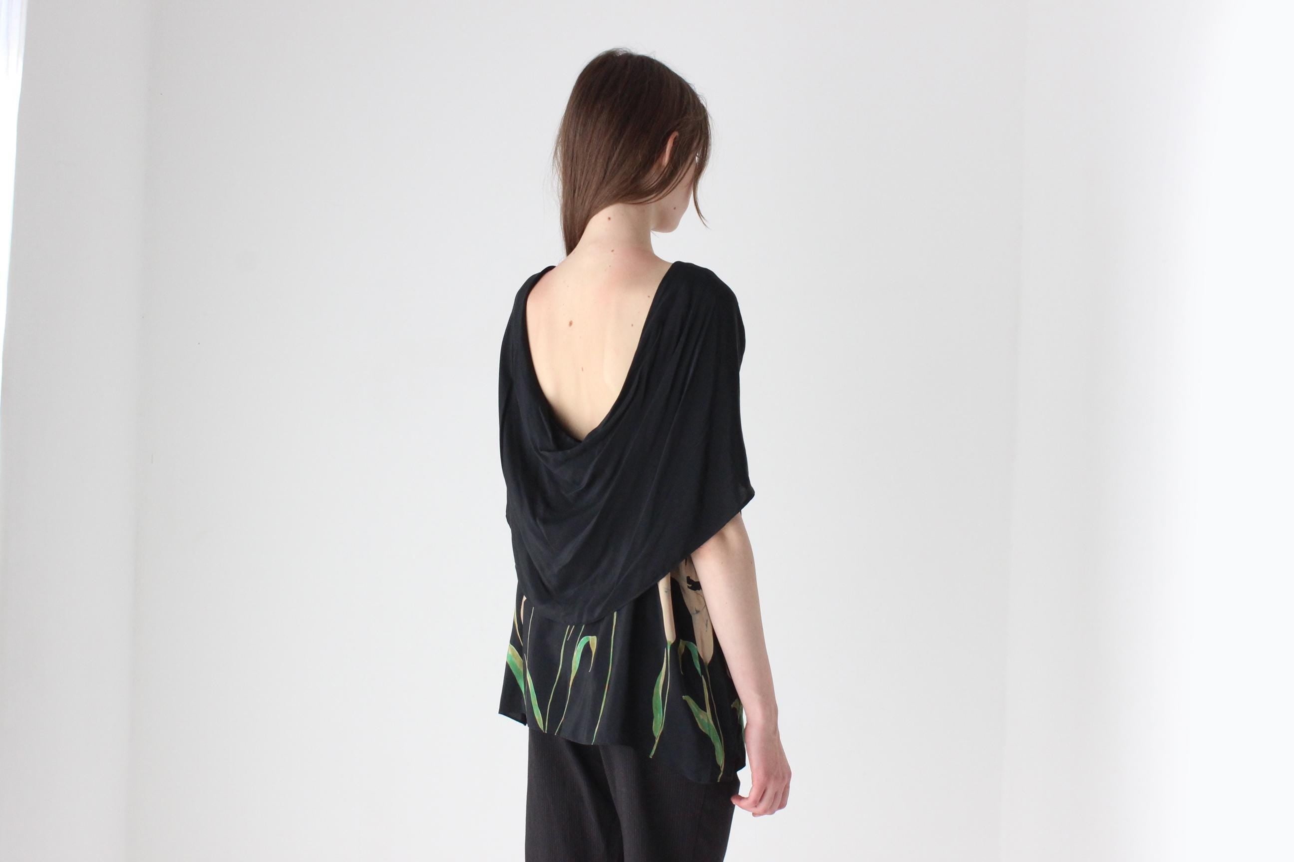 Y2K Pure Silk Painterly Calla Lili Top