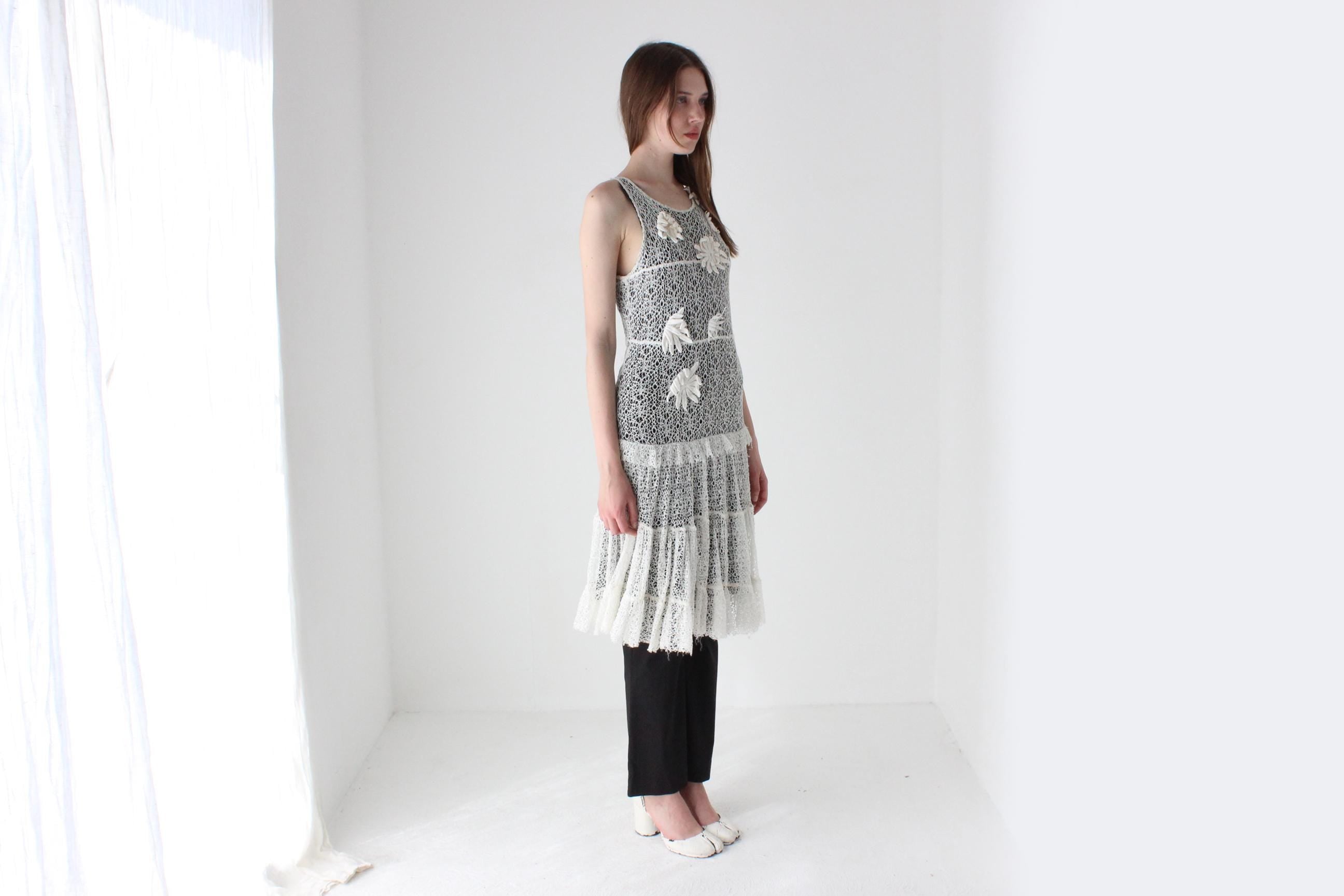 Y2K Italian Rinascimento 3D Crochet Flower Dress