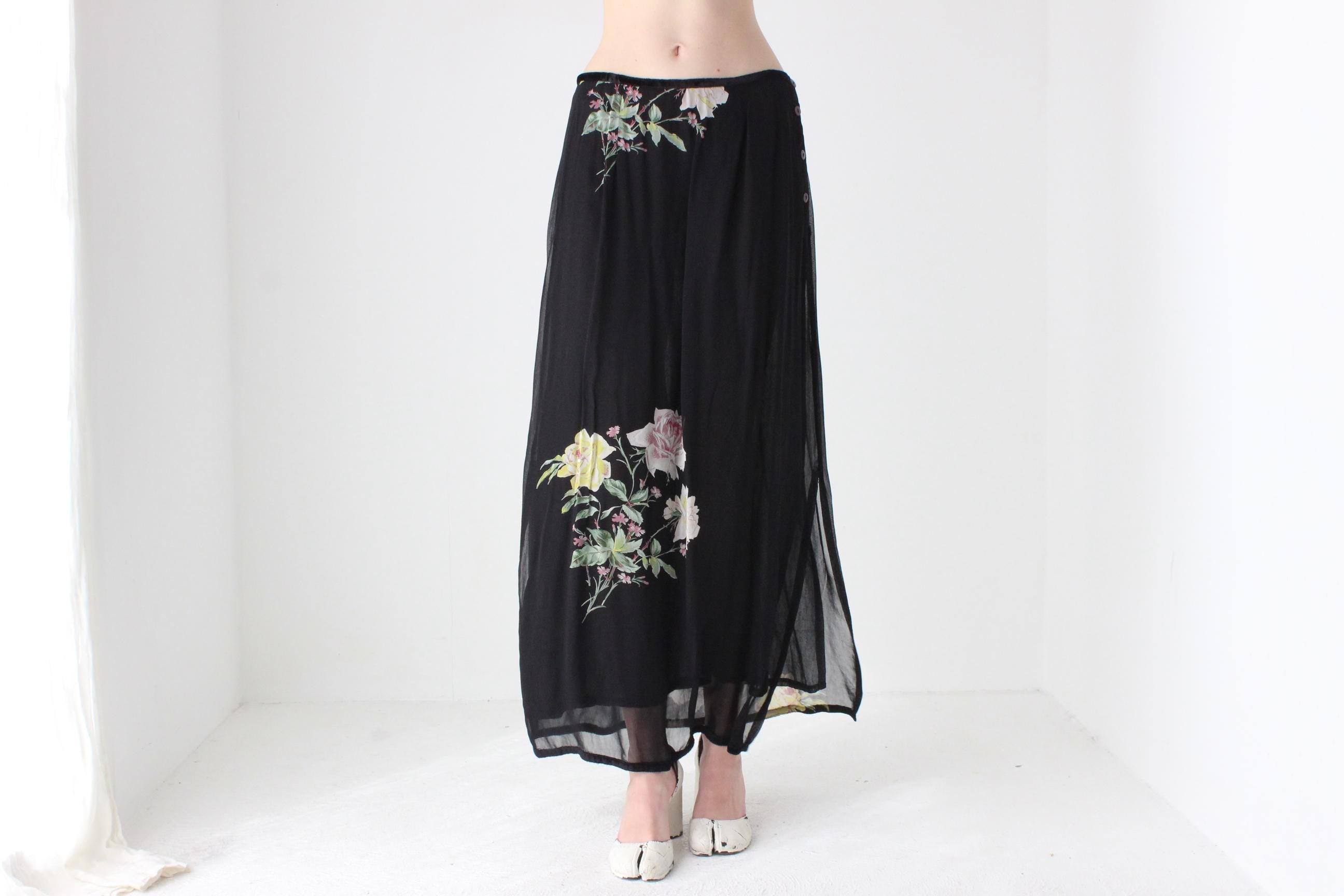 90s Peace Angel Rayon Gauze Maxi Skirt