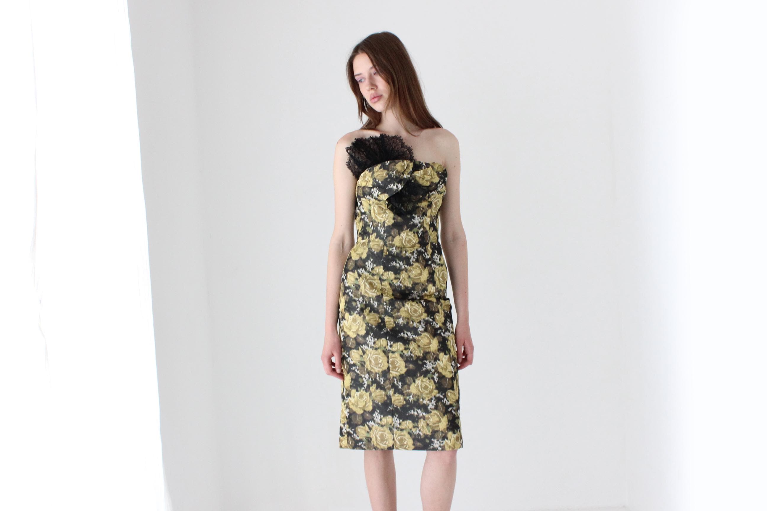 60s Pure Silk Bespoke Fitted Cocktail Dress