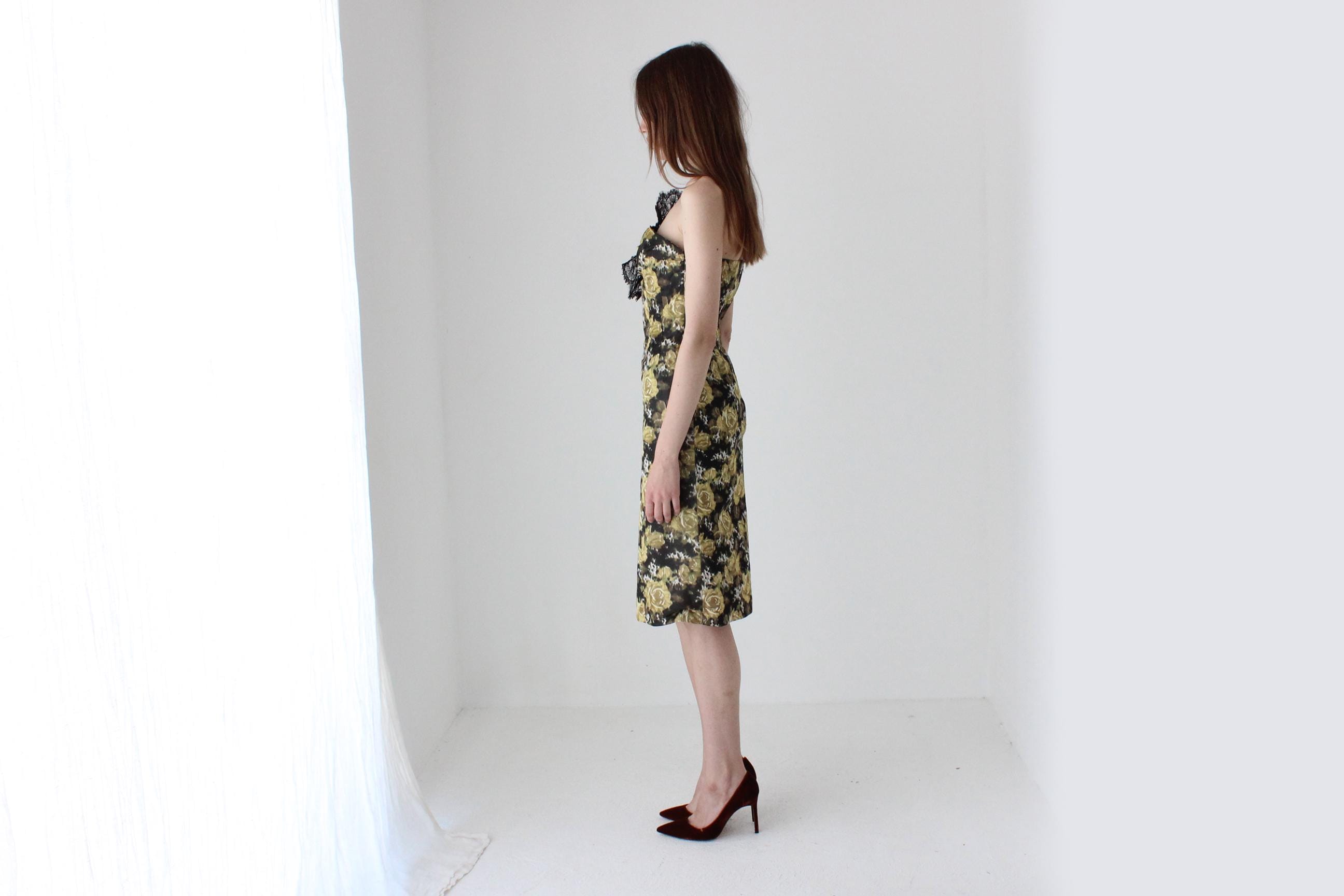 60s Pure Silk Bespoke Fitted Cocktail Dress