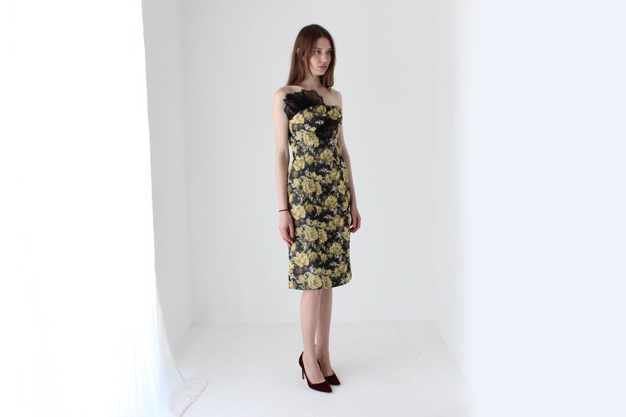 60s Pure Silk Bespoke Fitted Cocktail Dress