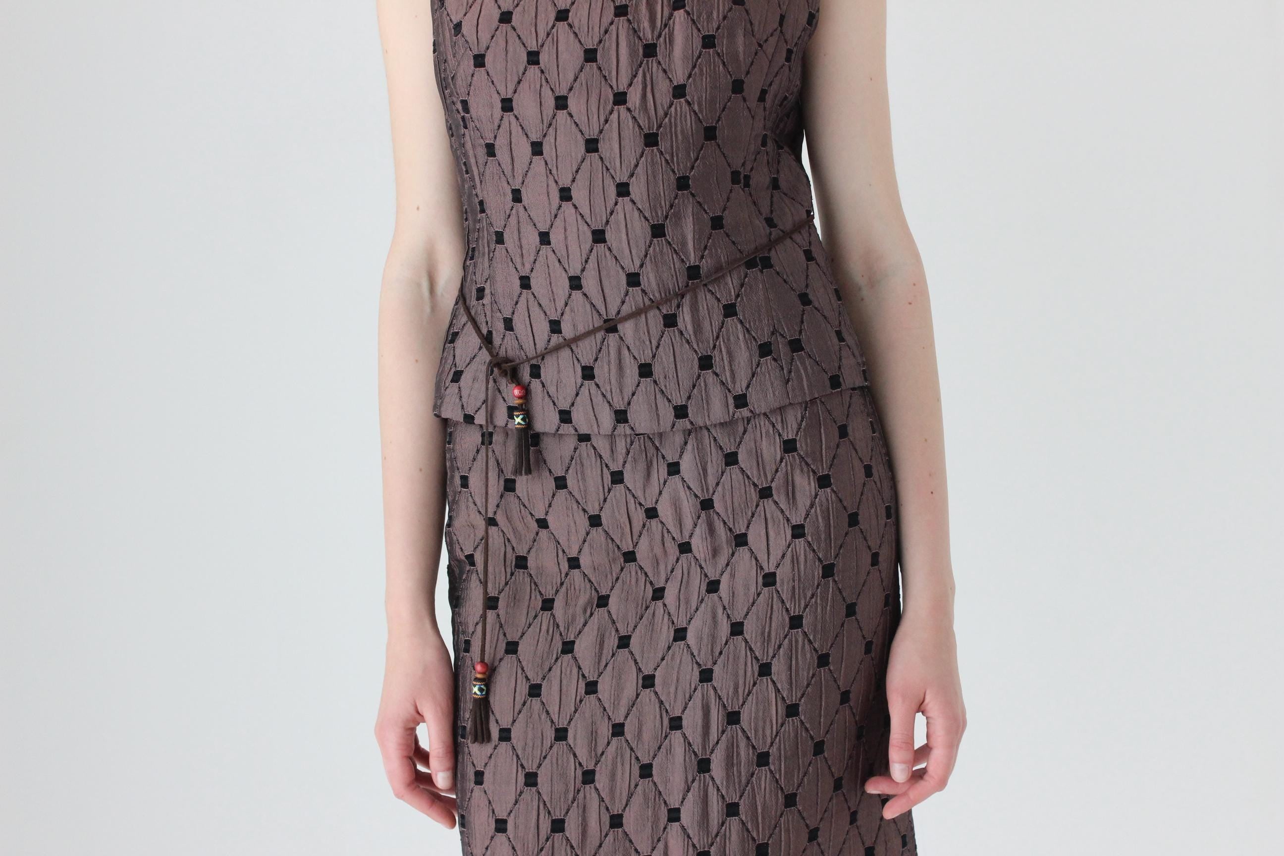90s Quilted Gallery Girl Two Piece Top & Skirt Set