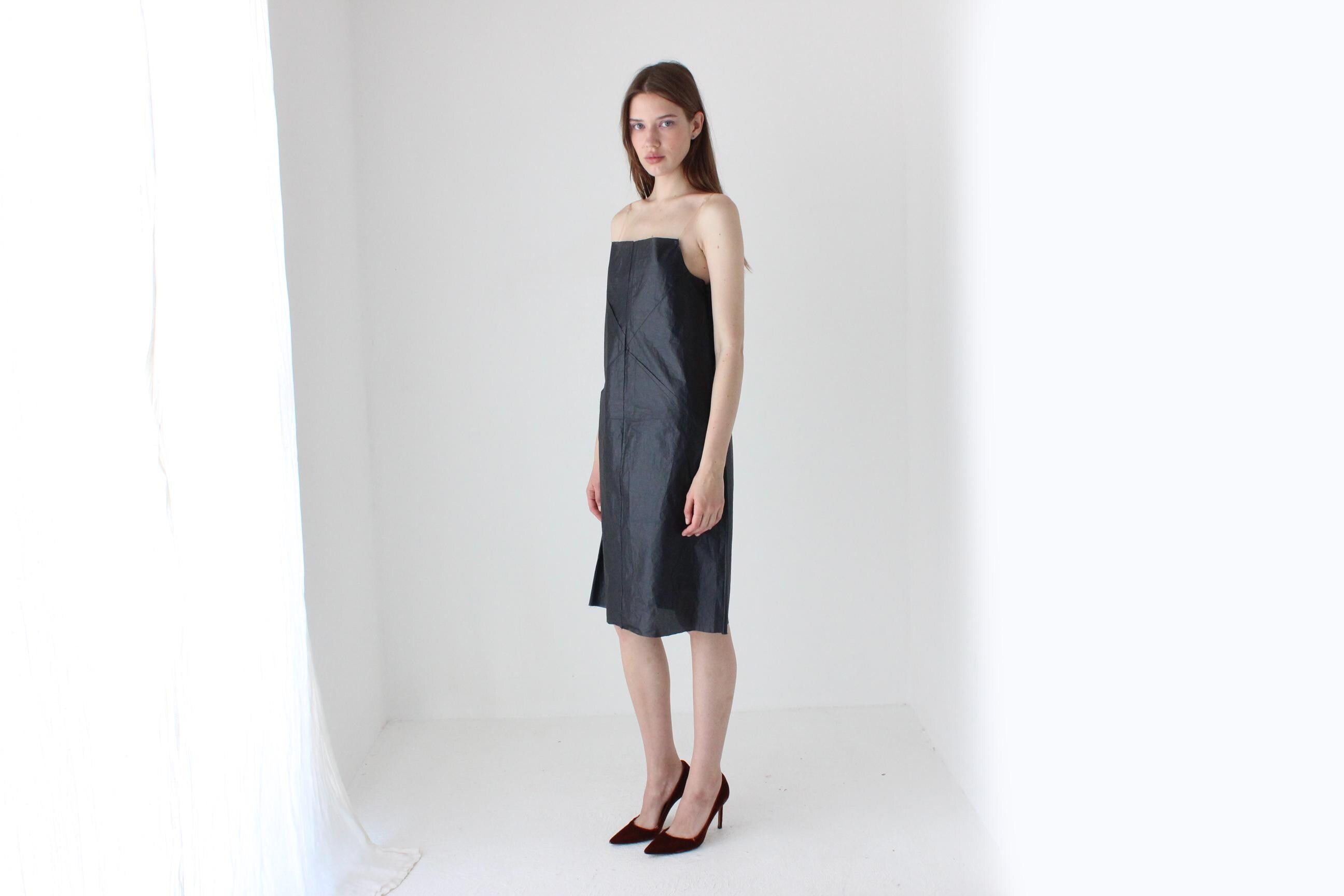 90s Japanese Vintage Plastic 'Floating' Invisible Strap Dress