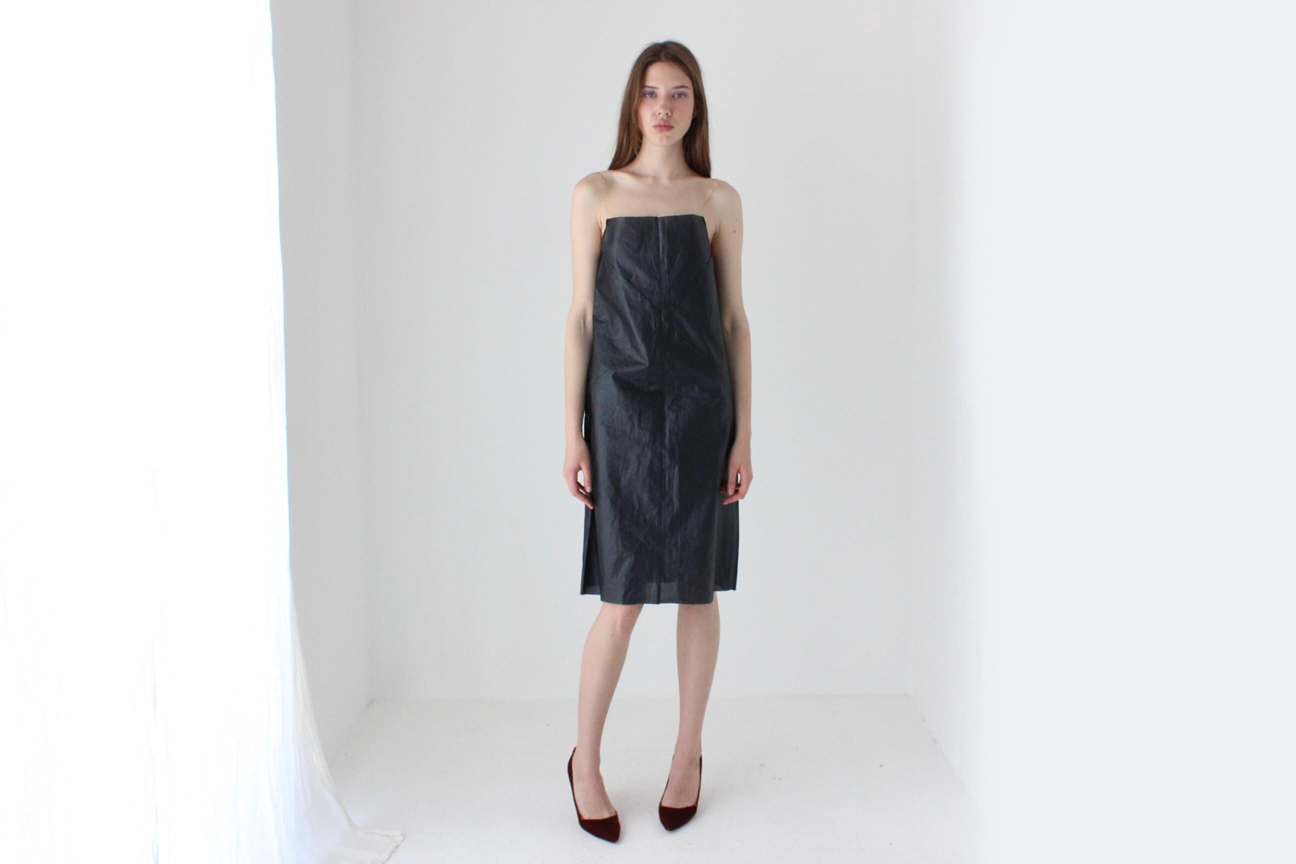 90s Japanese Vintage Plastic 'Floating' Invisible Strap Dress