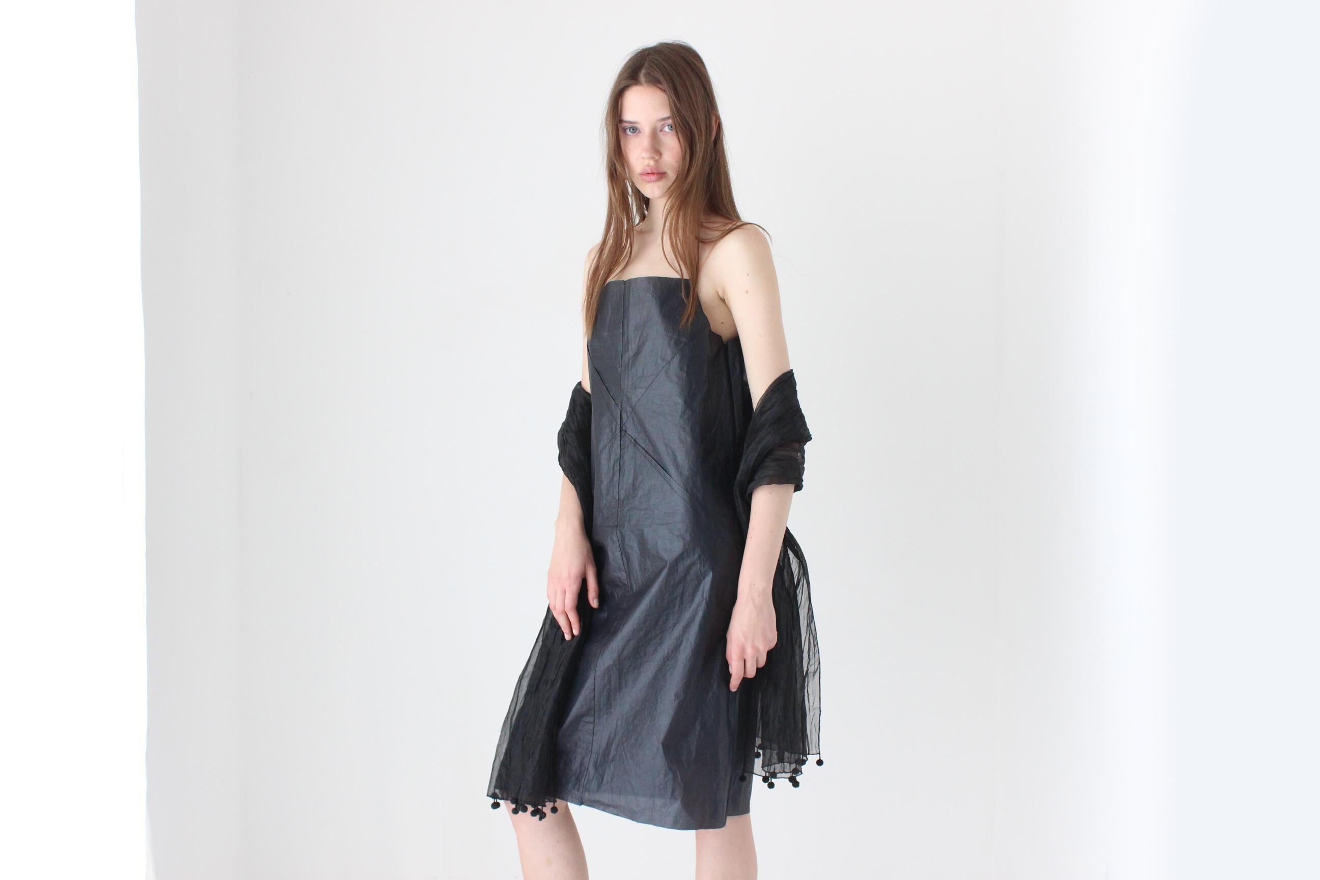 Unreal Crinkle Organza Multi-Way Shawl w/ Beaded Pom Poms