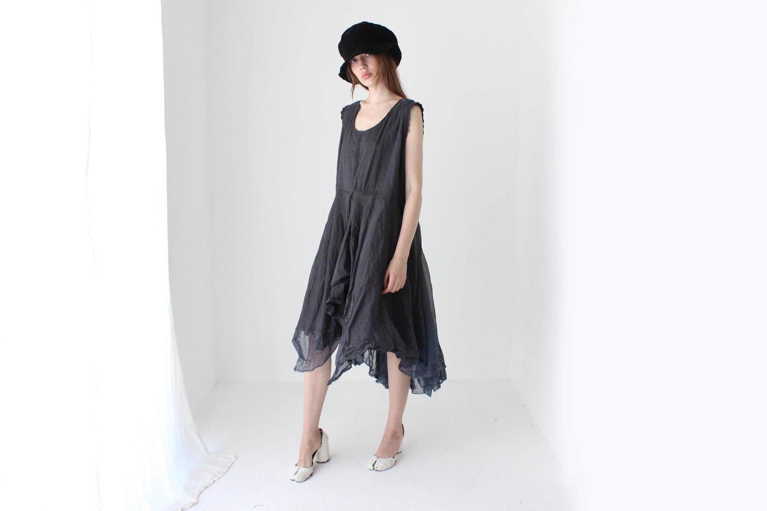 2000s Arty Cotton Gauze & Organdy Voluminous Wired Ruffle Dress by Ewa I Walla