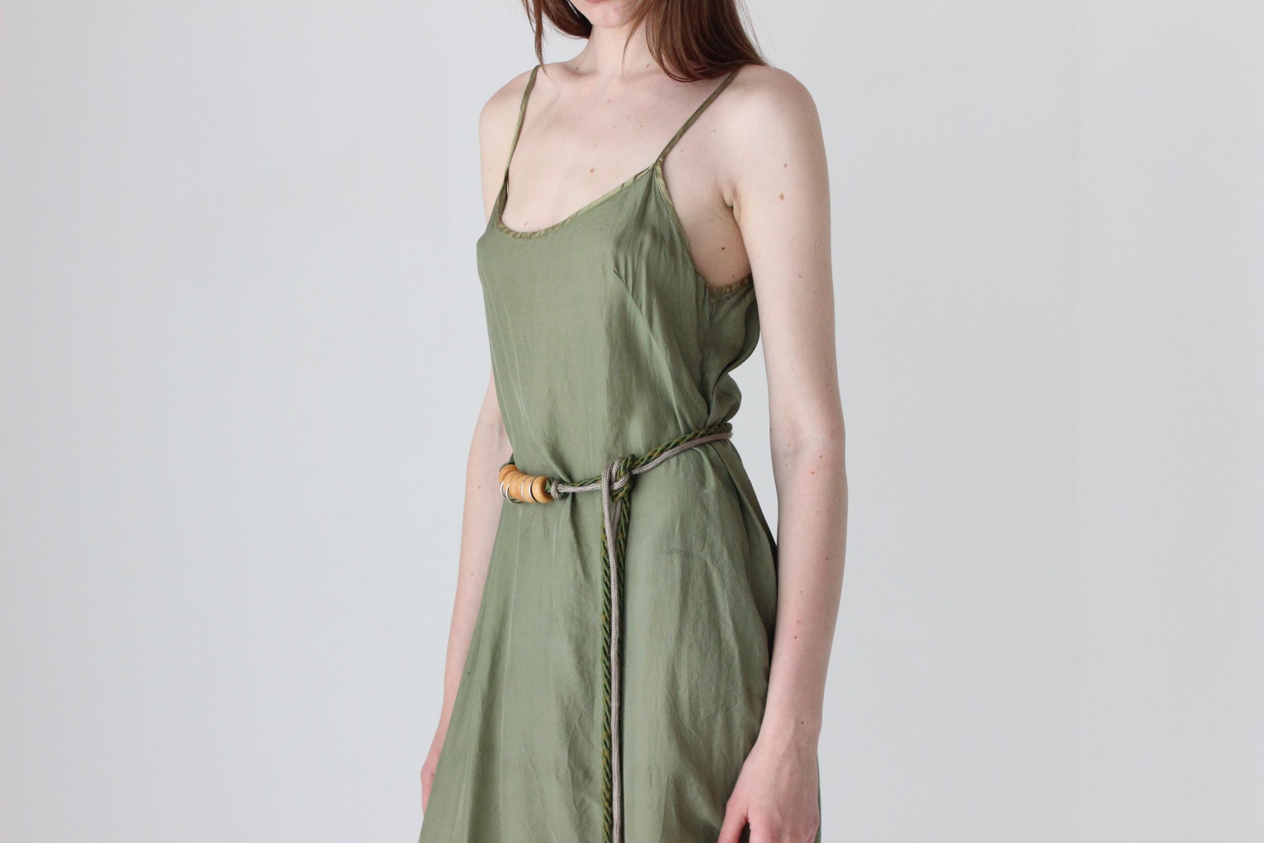 70s Olive Green Rope Belt