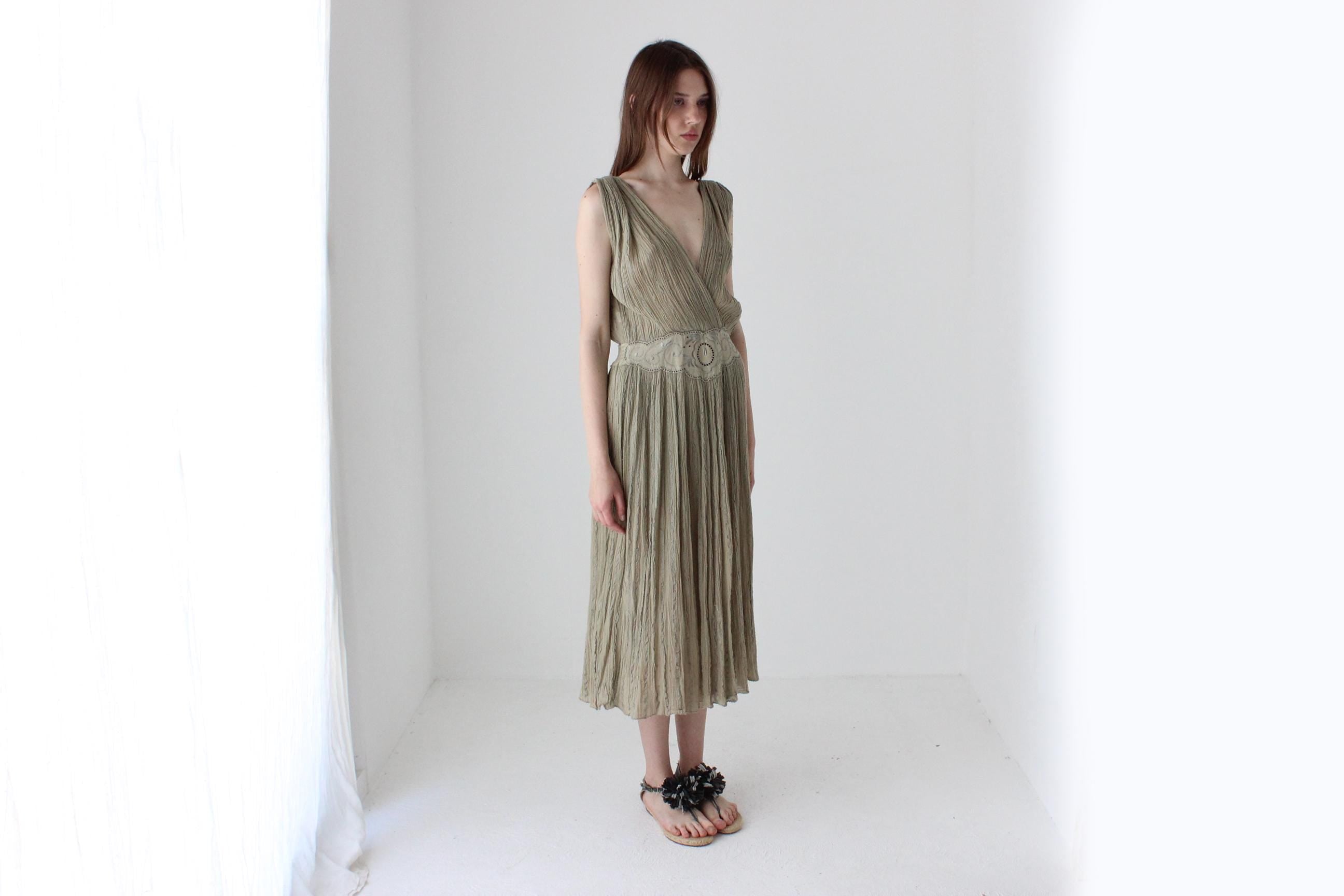 2000s Athenian Greek Made Gauze Dress