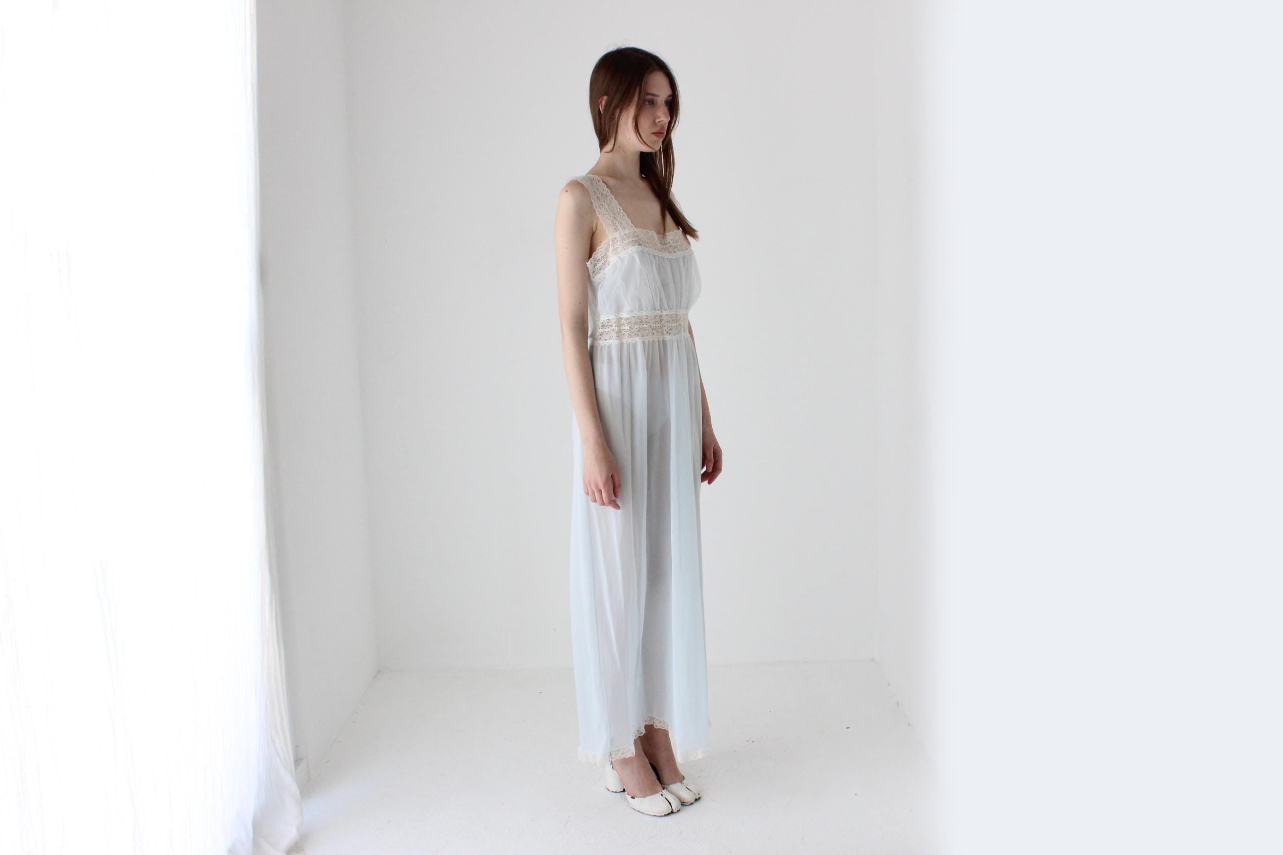 50s Pastel Nylon Nightgown Dress by Patolaine Lingerie