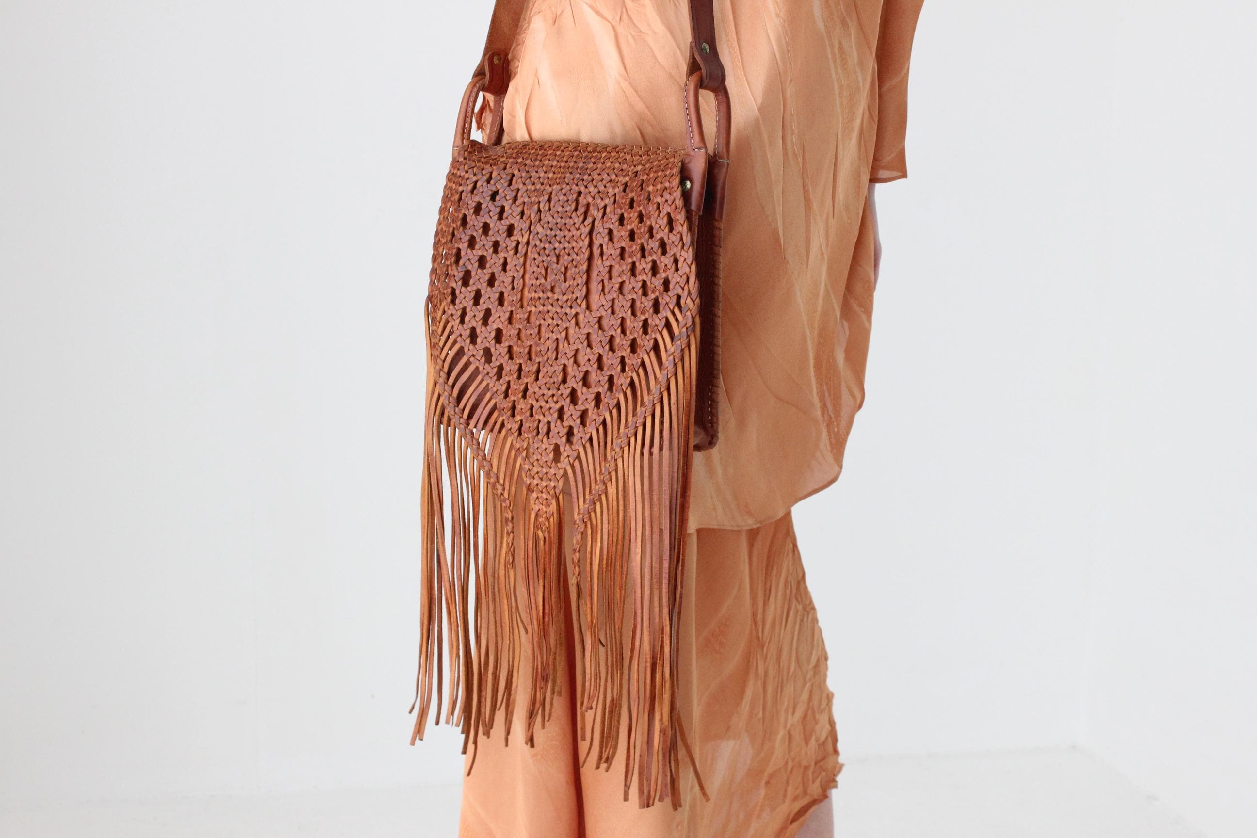 70s Handcrafted Woven Italian Leather Bag