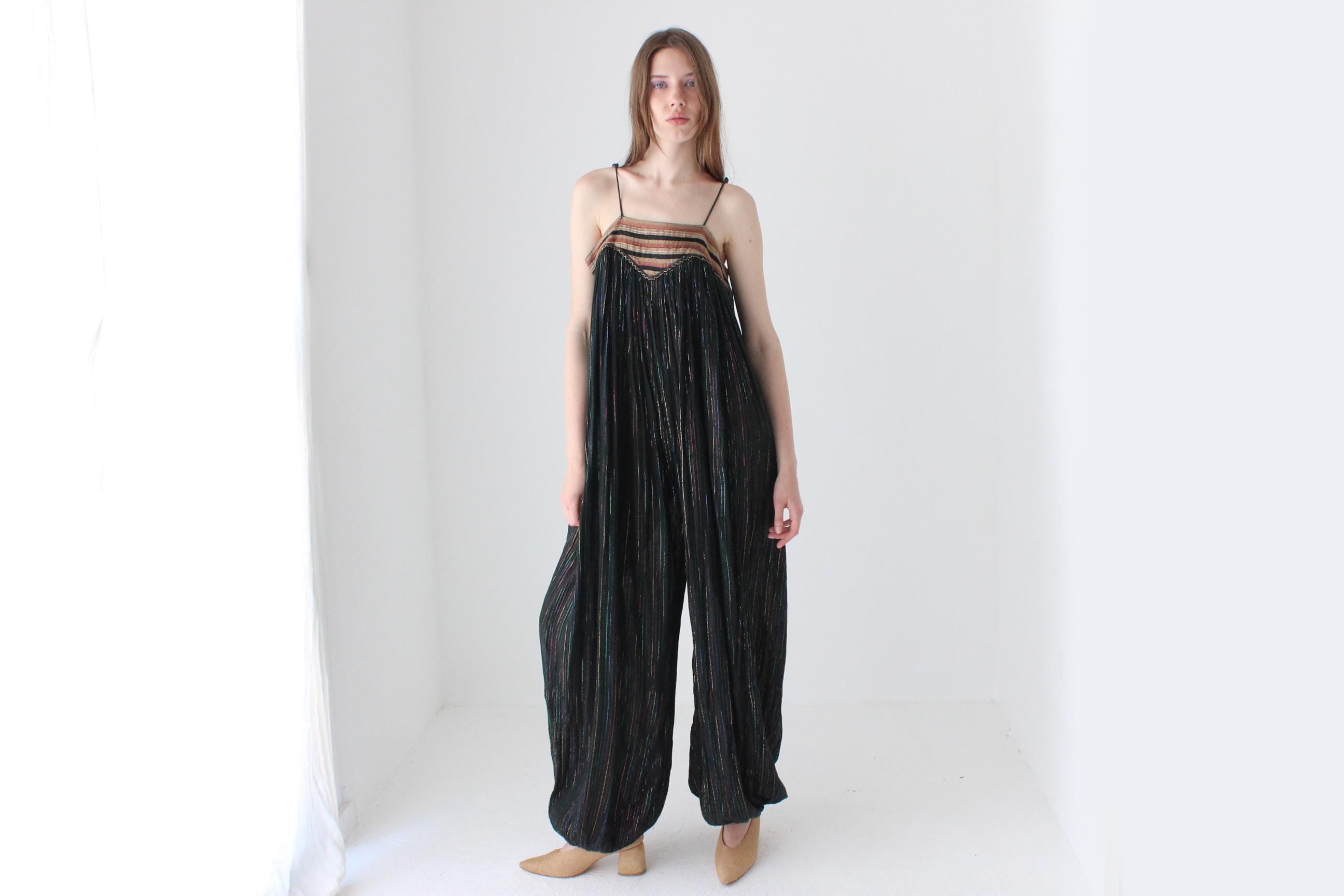 Rare As! 70s Disco Gauze Balloon Leg Jumpsuit