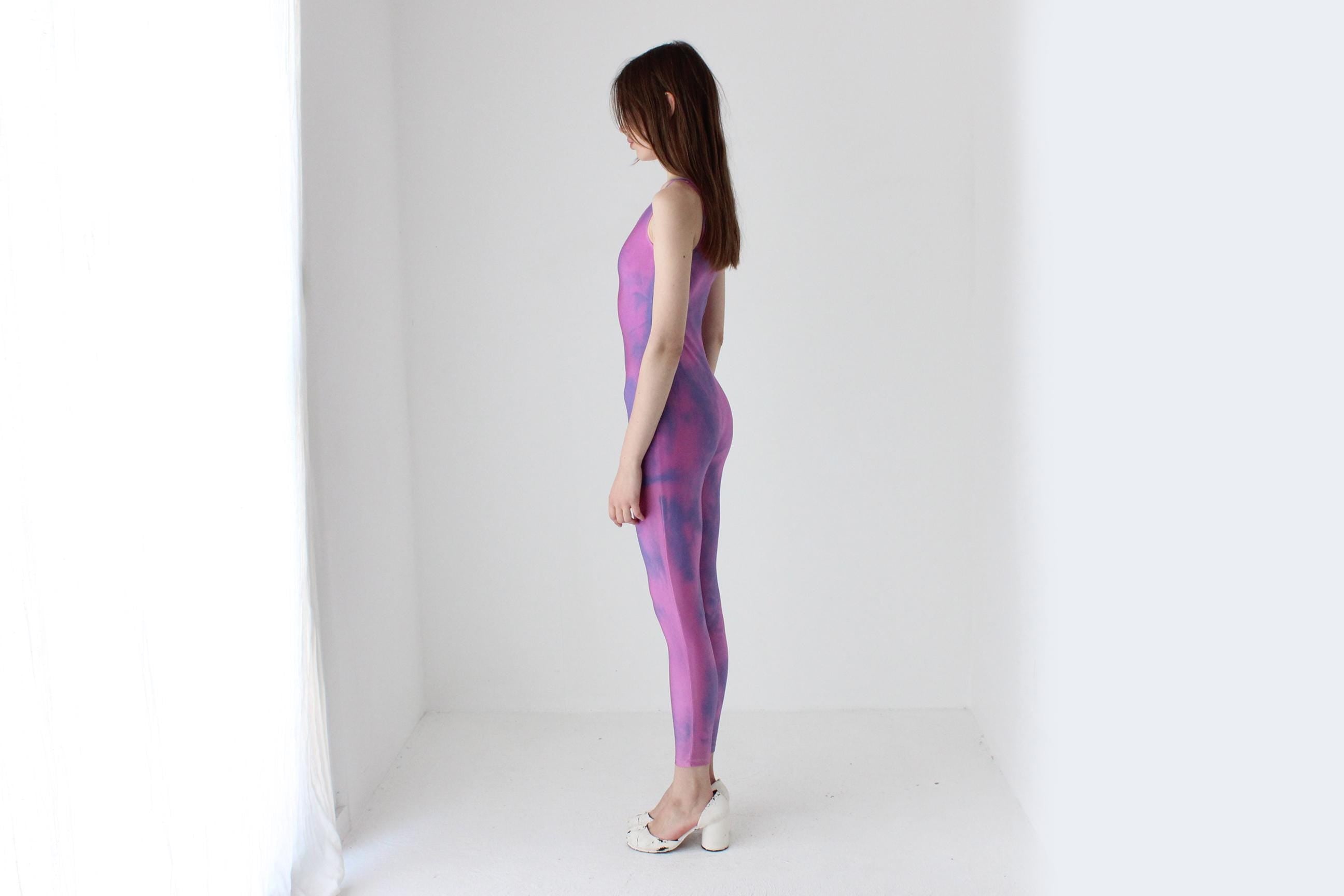 80s Tie Dye Spandex Leotard Catsuit