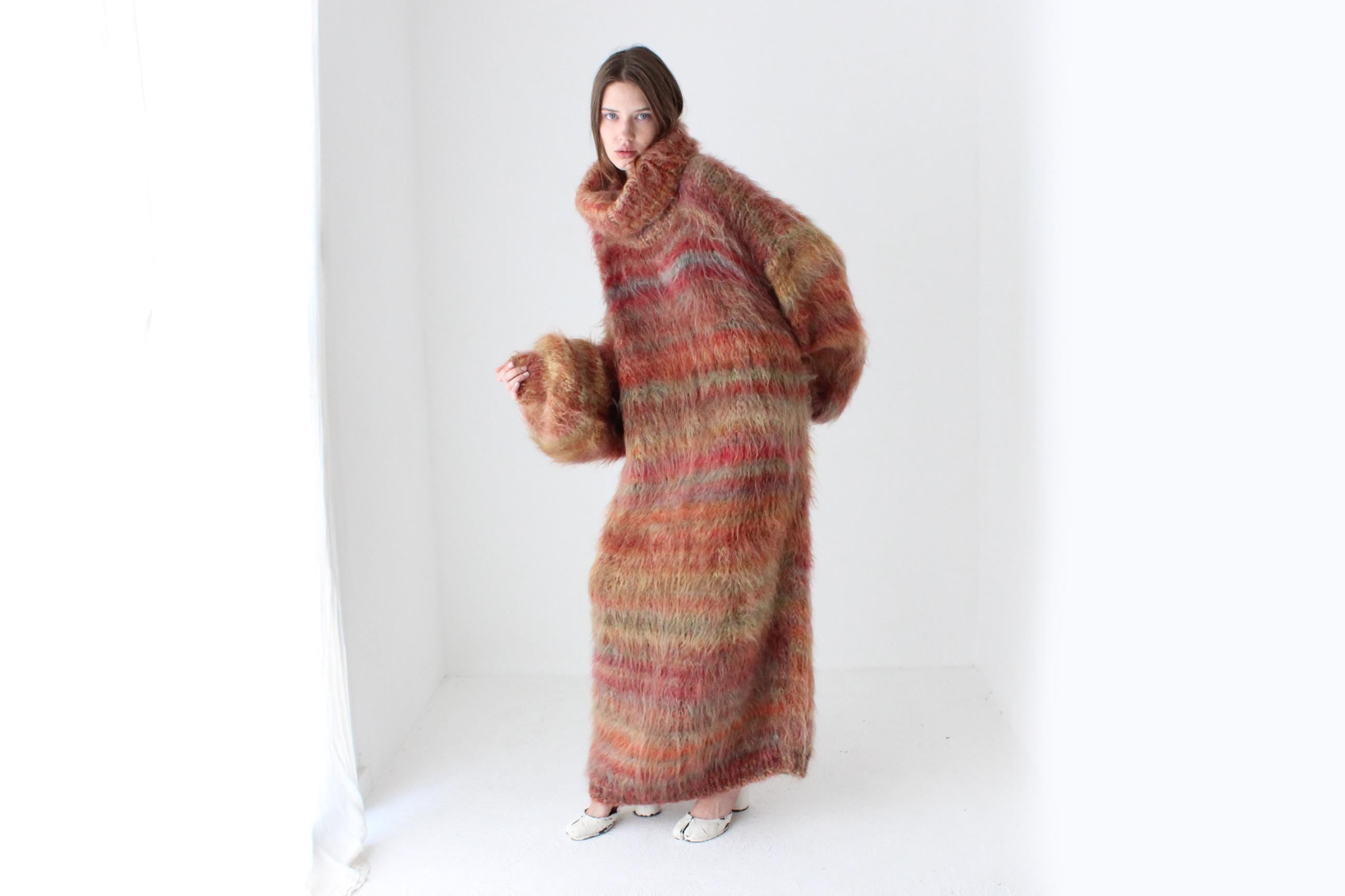 High Fashion Hand Knit Mohair Oversized Sweater Dress
