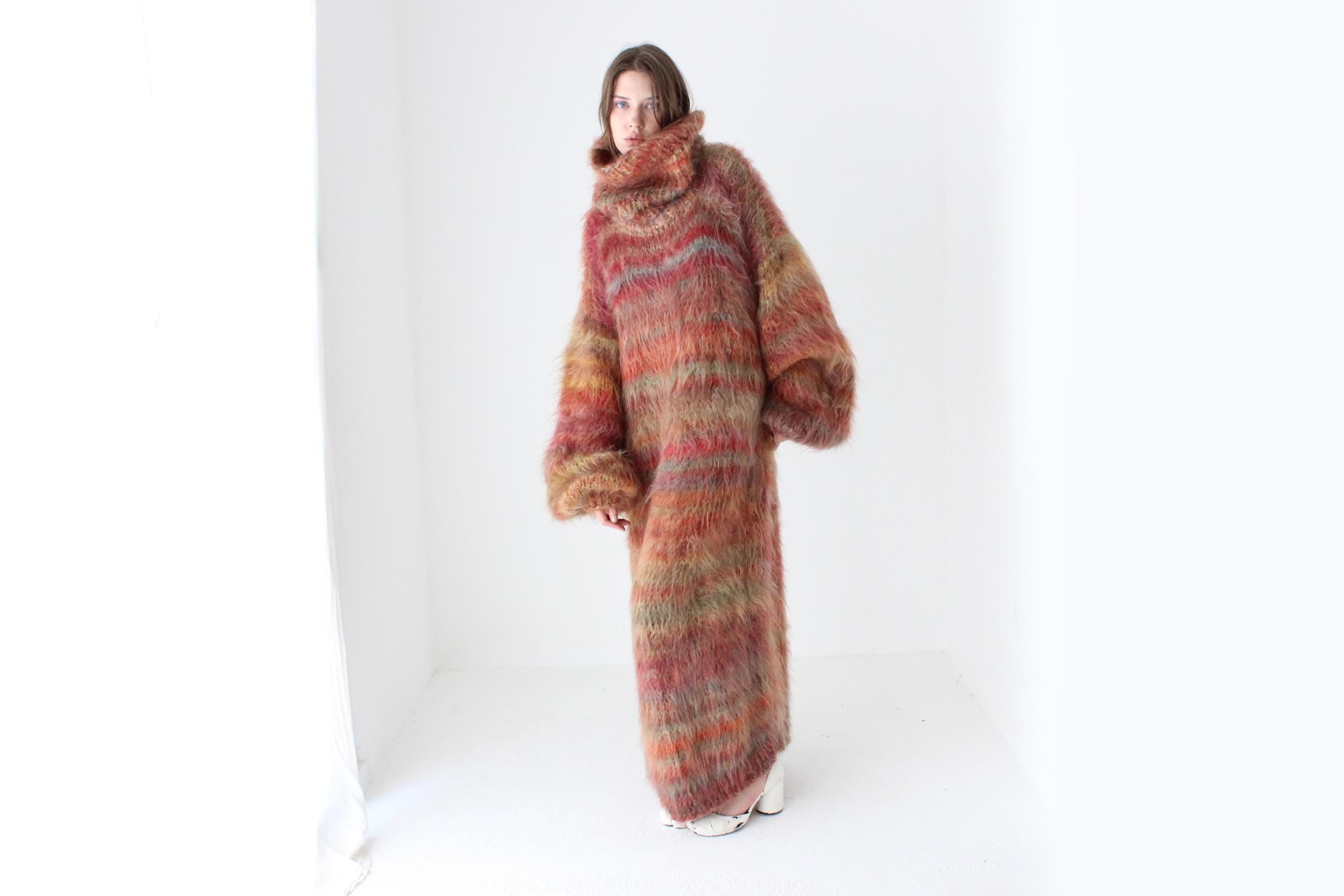 High Fashion Hand Knit Mohair Oversized Sweater Dress