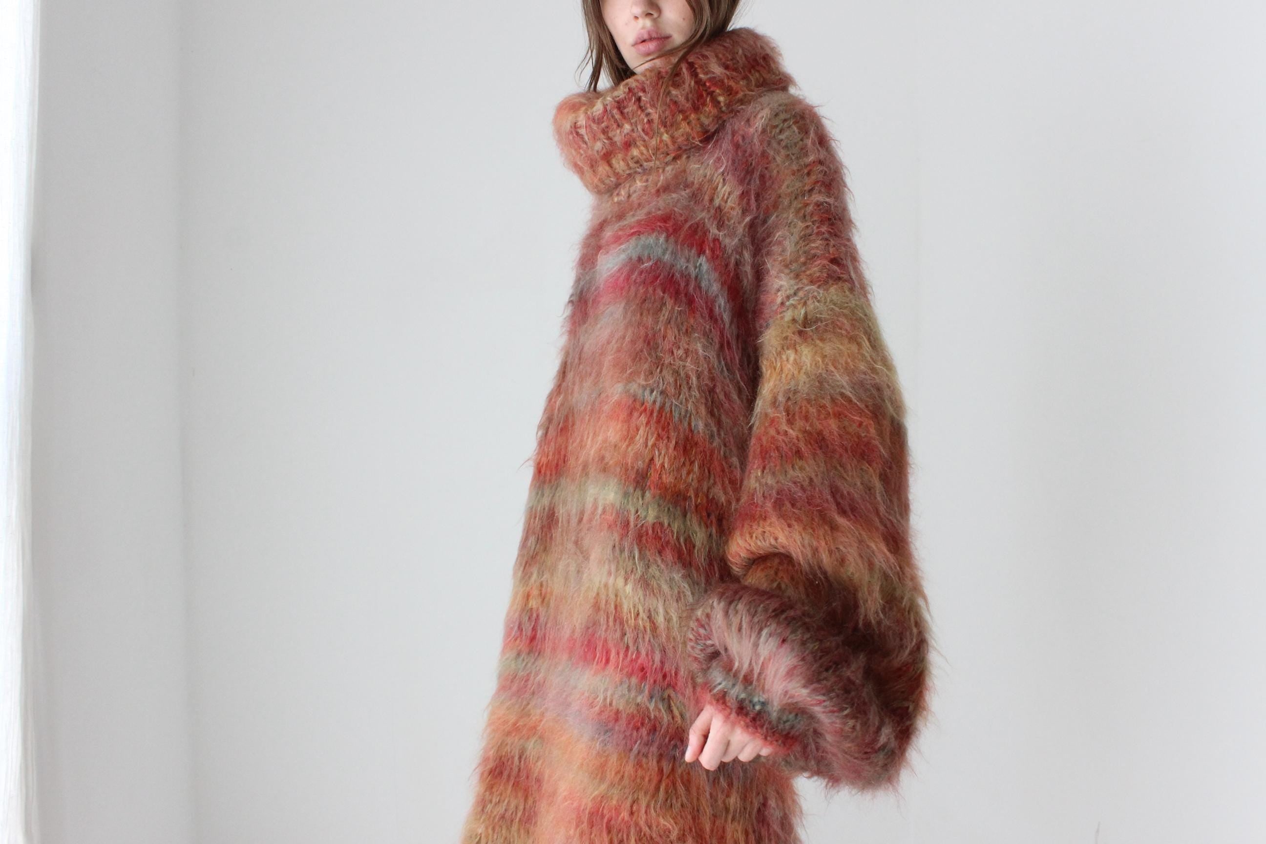 High Fashion Hand Knit Mohair Oversized Sweater Dress