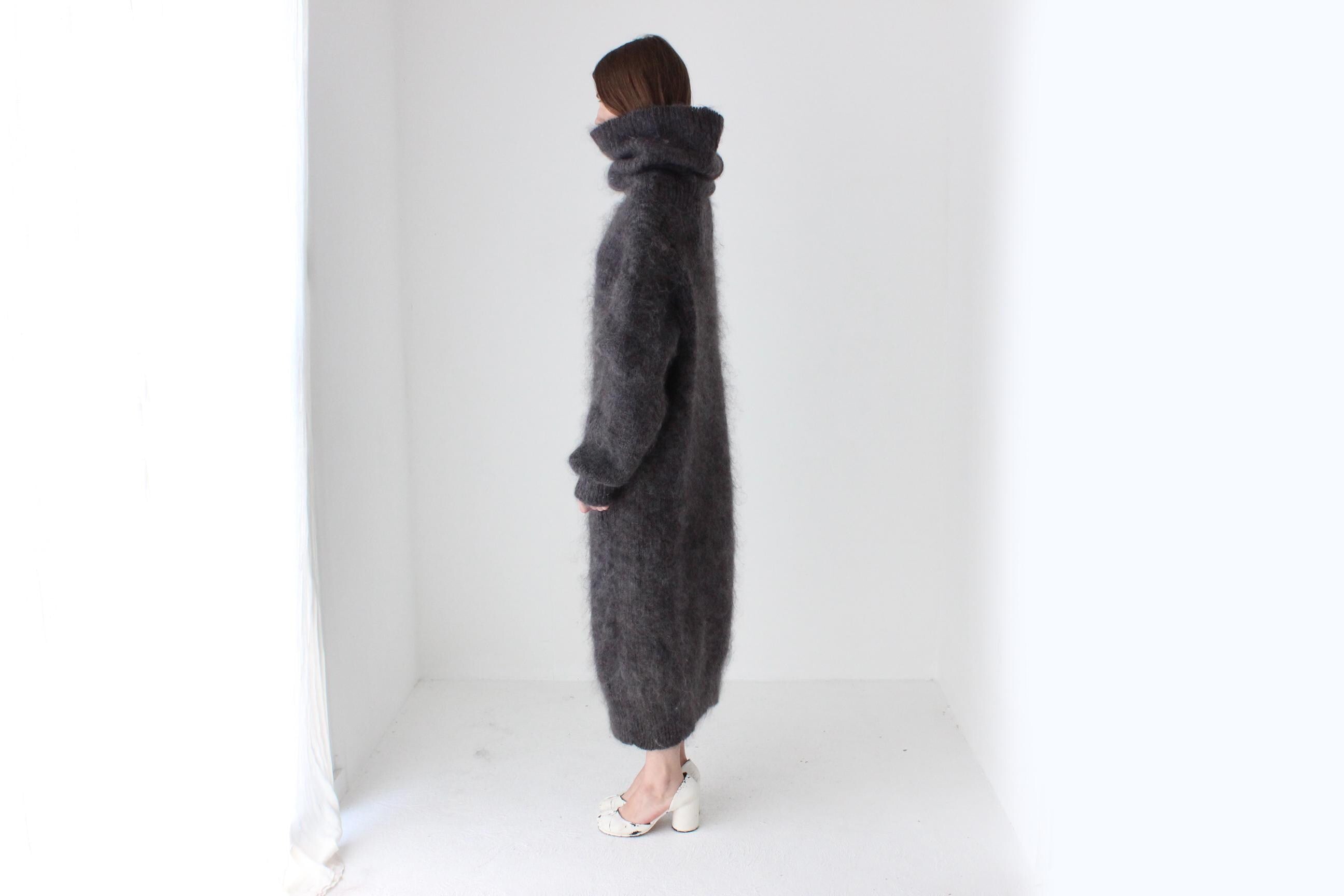 Chic Hand Knit Mohair Oversized Full Length Sweater Dress