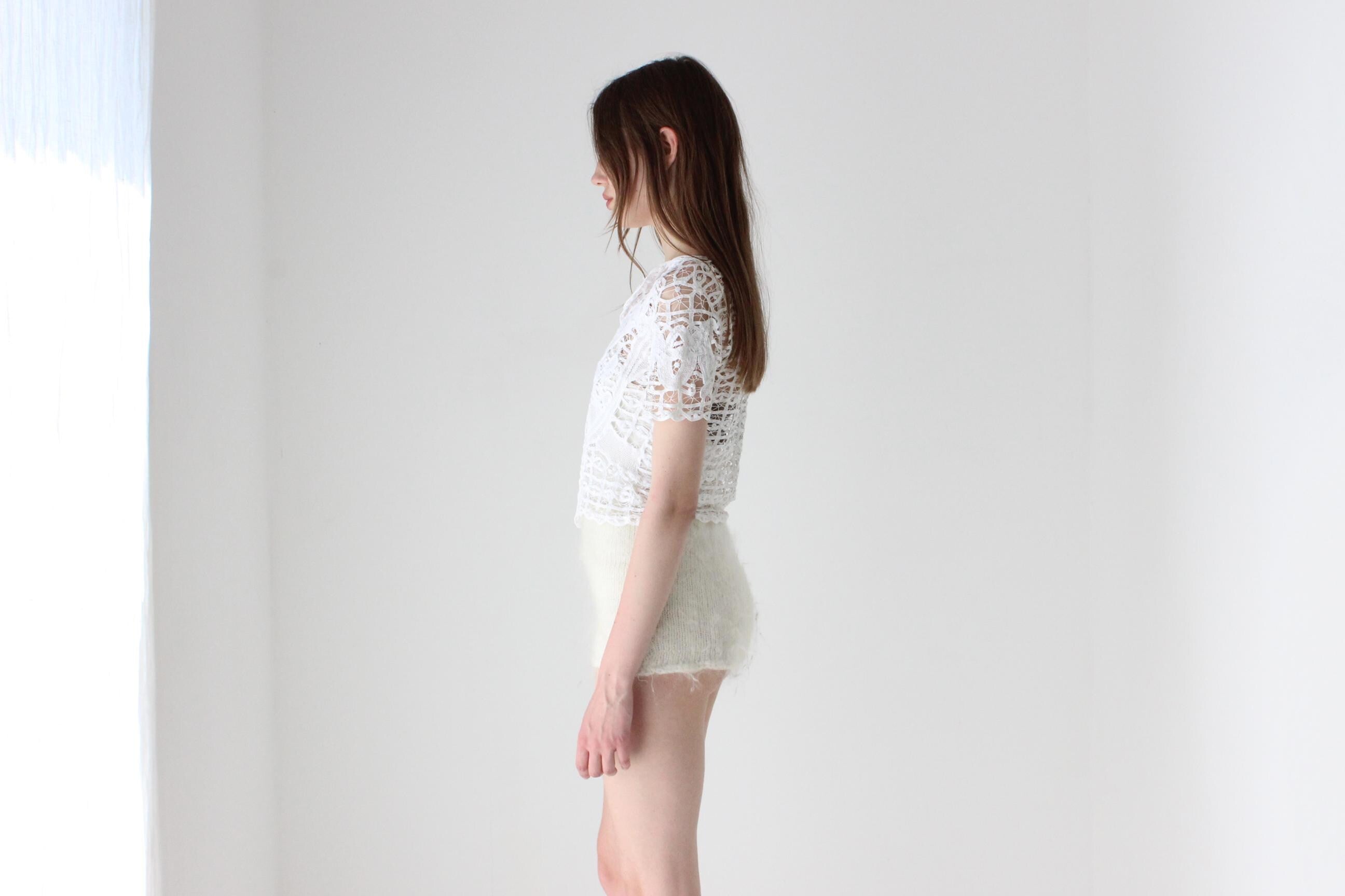Ivory Hand Knit Angora & Mohair Hotpants