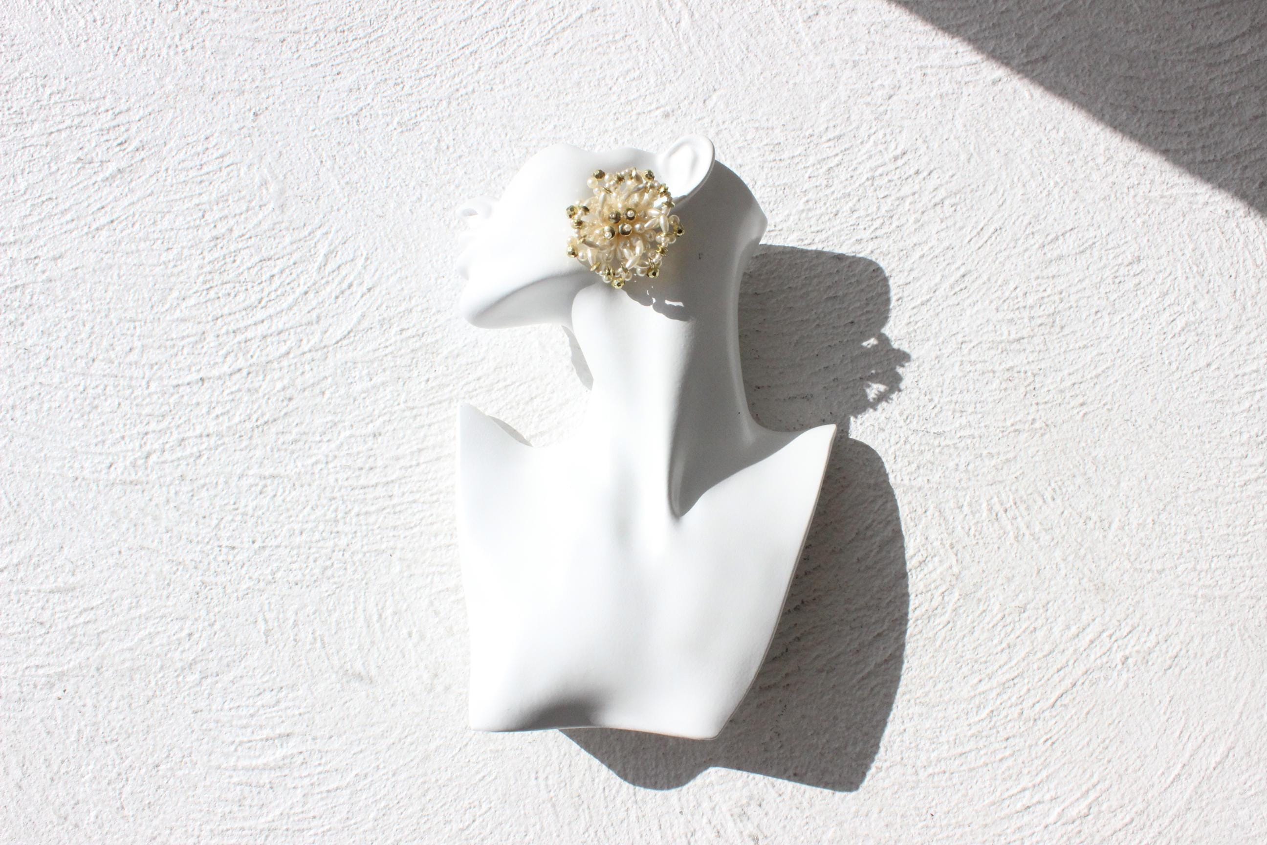 80s Champagne Pearl Cluster Clip Ons