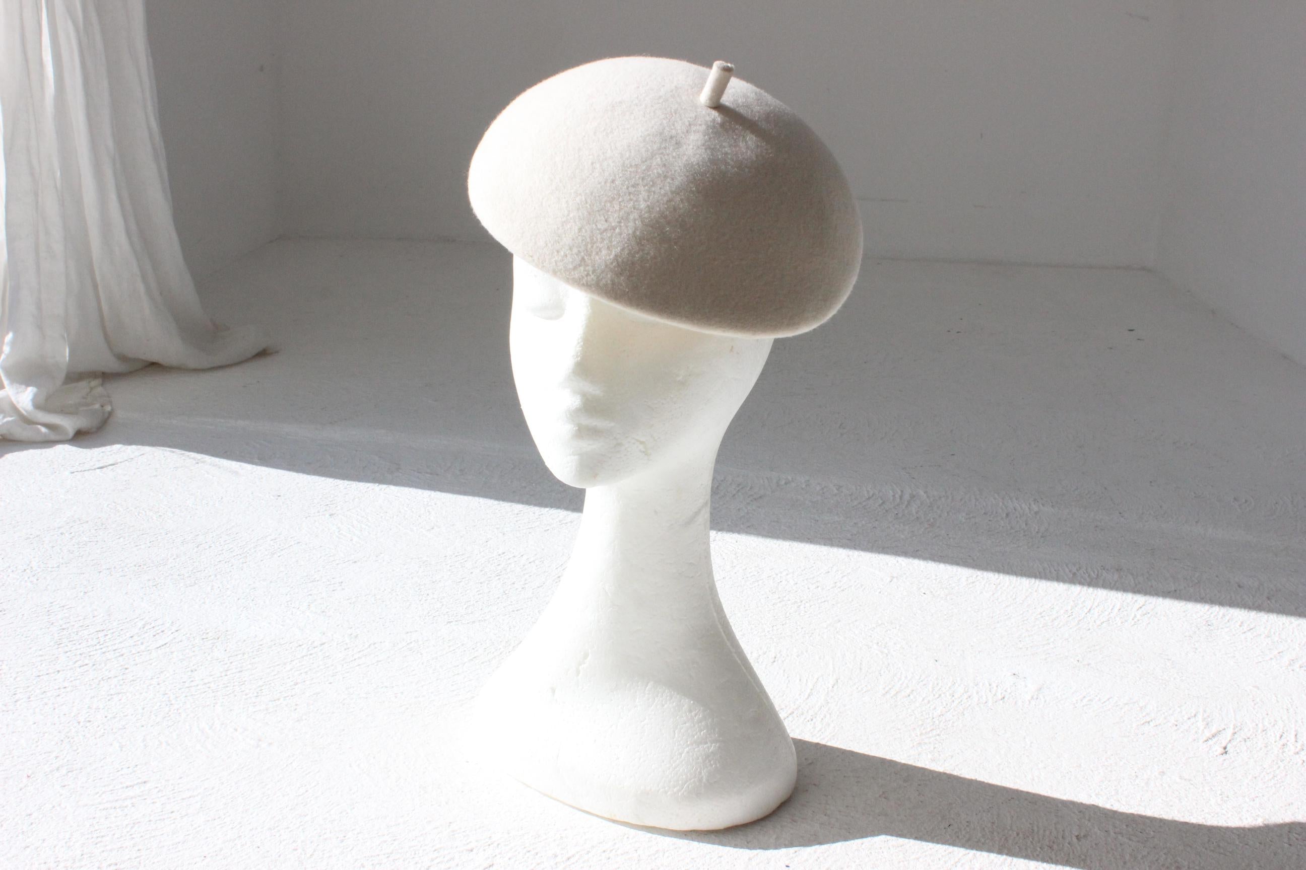Vintage 60s Wool Felt Bridal Millinery Beret Hat