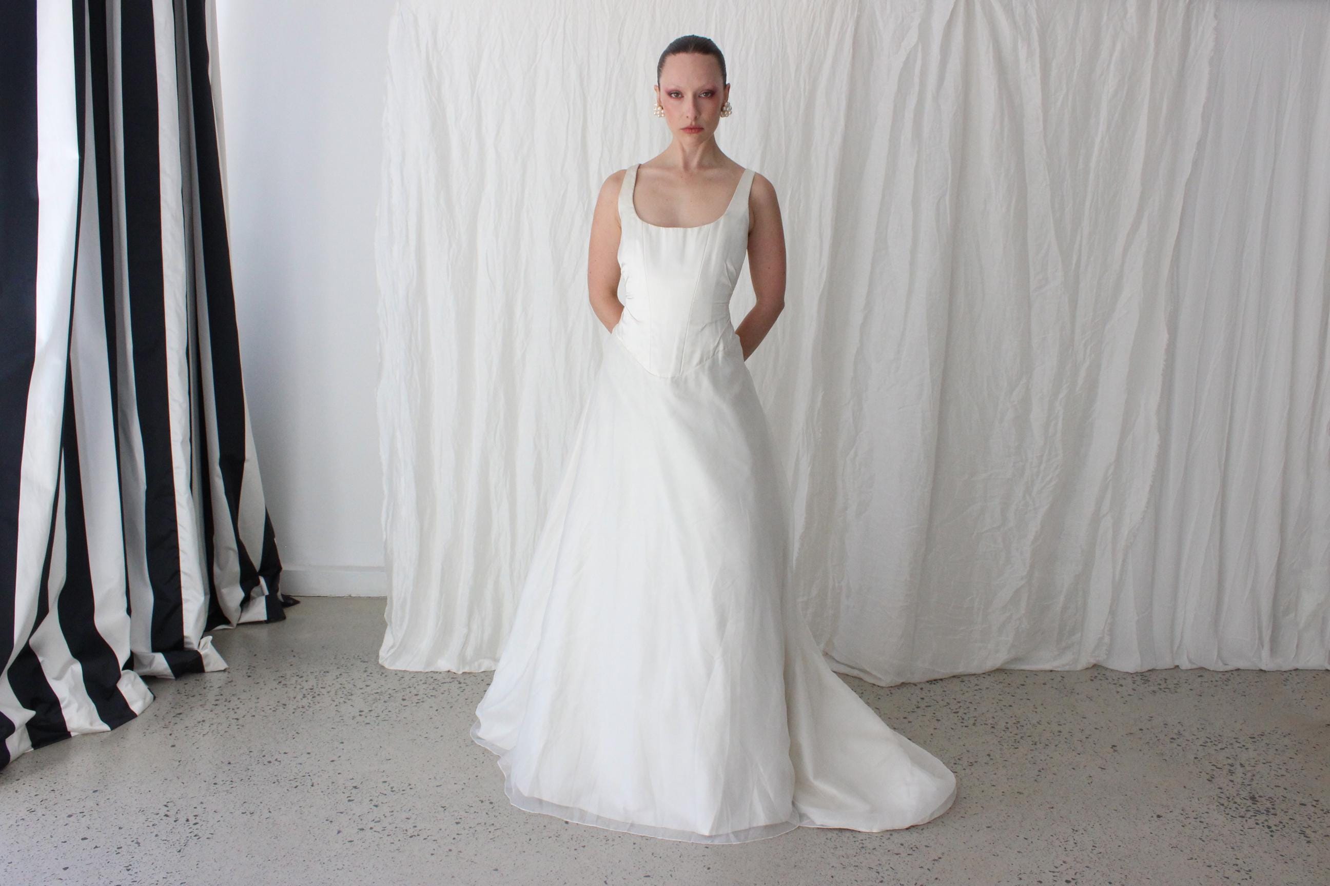 90s Duchess Satin Corset Bodice Gown