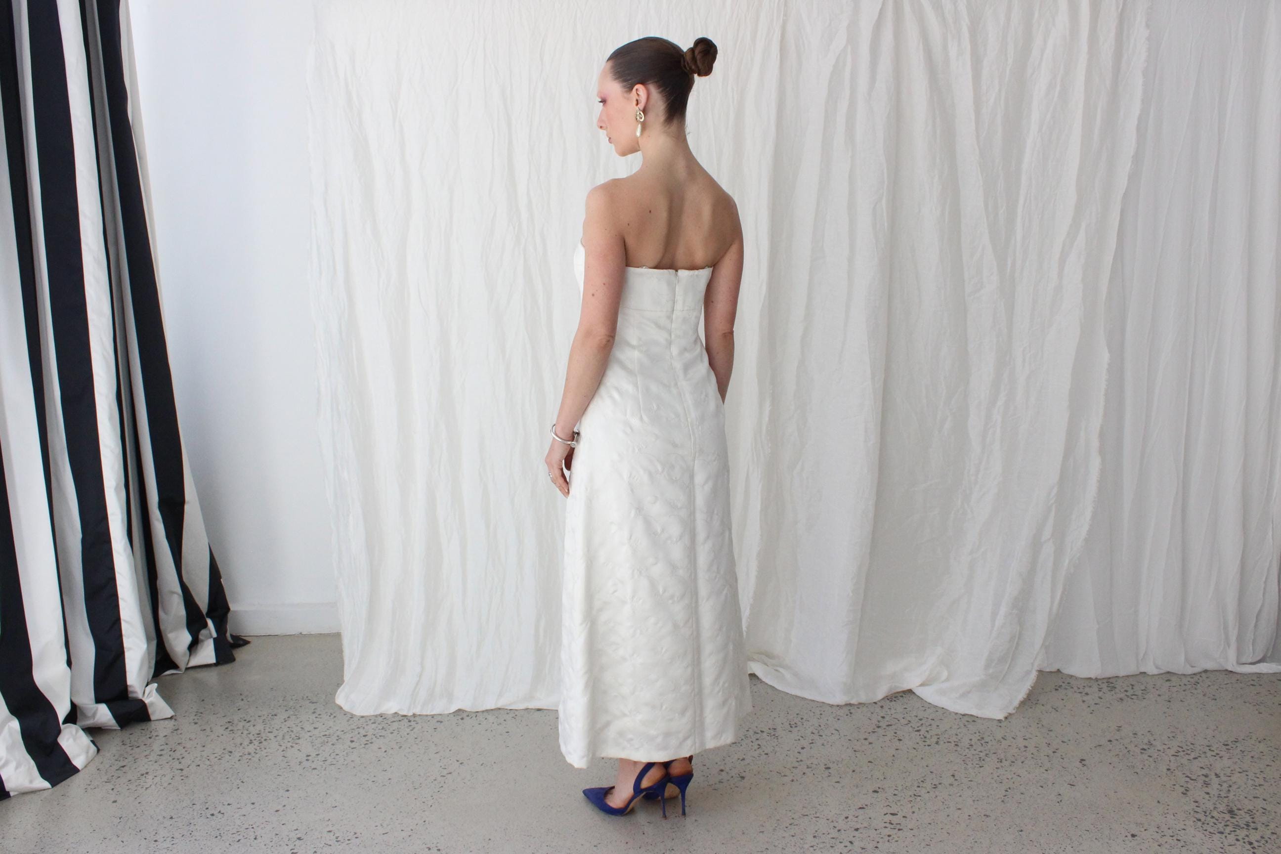 90s Nicole Miller Silk Strapless A-Line Dress