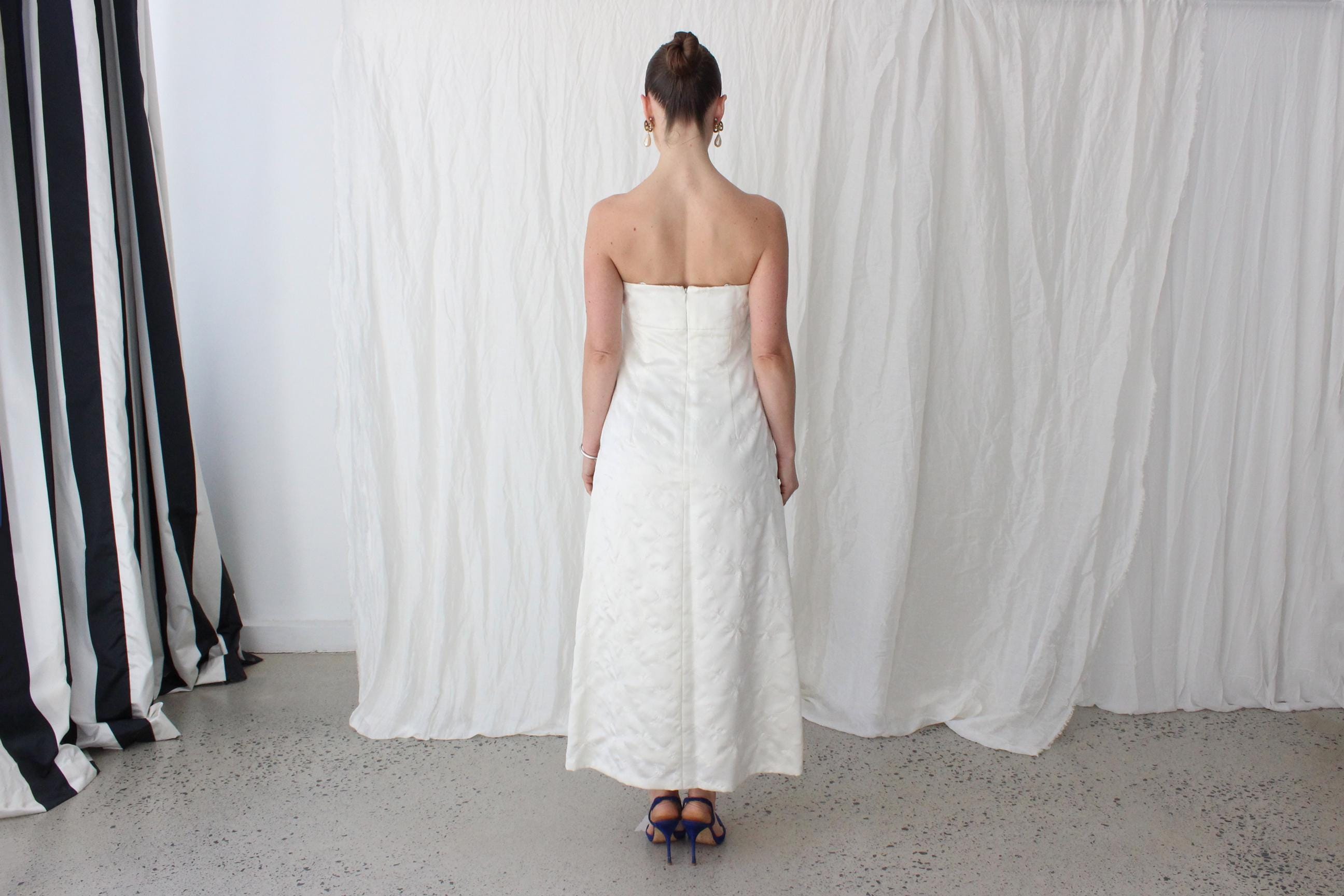 90s Nicole Miller Silk Strapless A-Line Dress