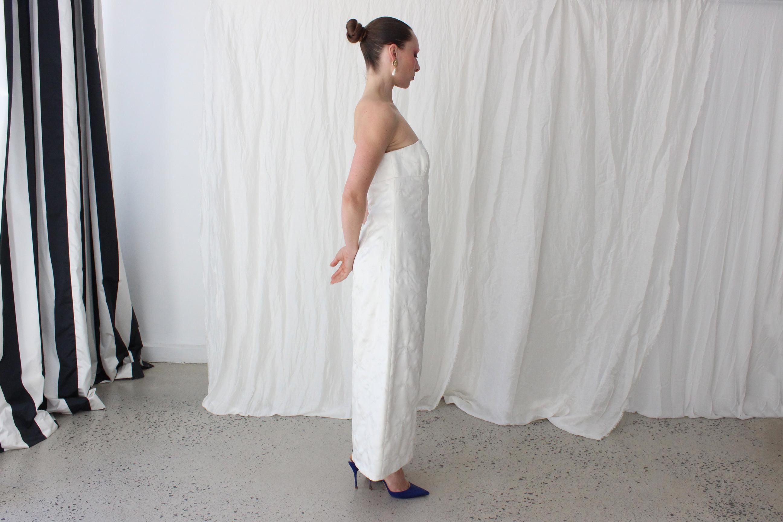 90s Nicole Miller Silk Strapless A-Line Dress
