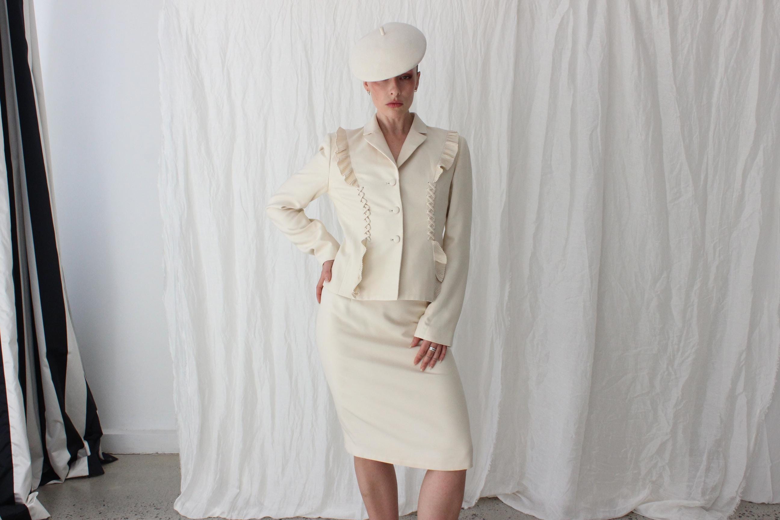 90s Badgley Mischka Does Galliano 'Corset' Two Piece Skirt Suit