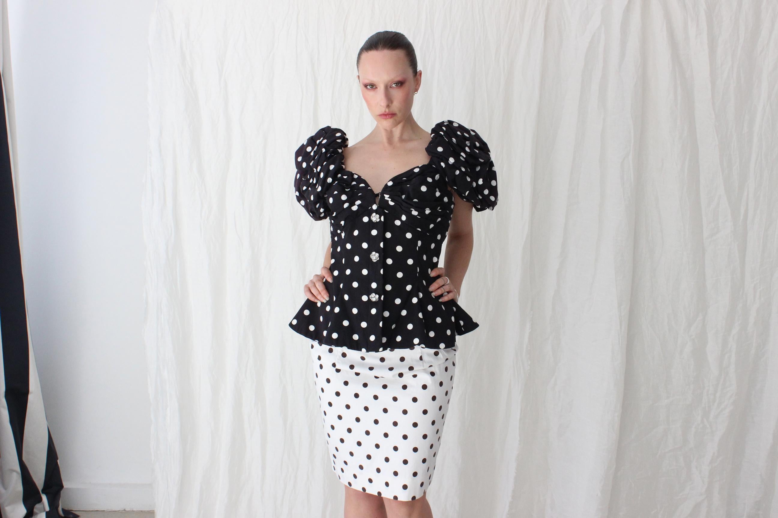80s Lillie Rubin Monochromatic Polka Dot Set