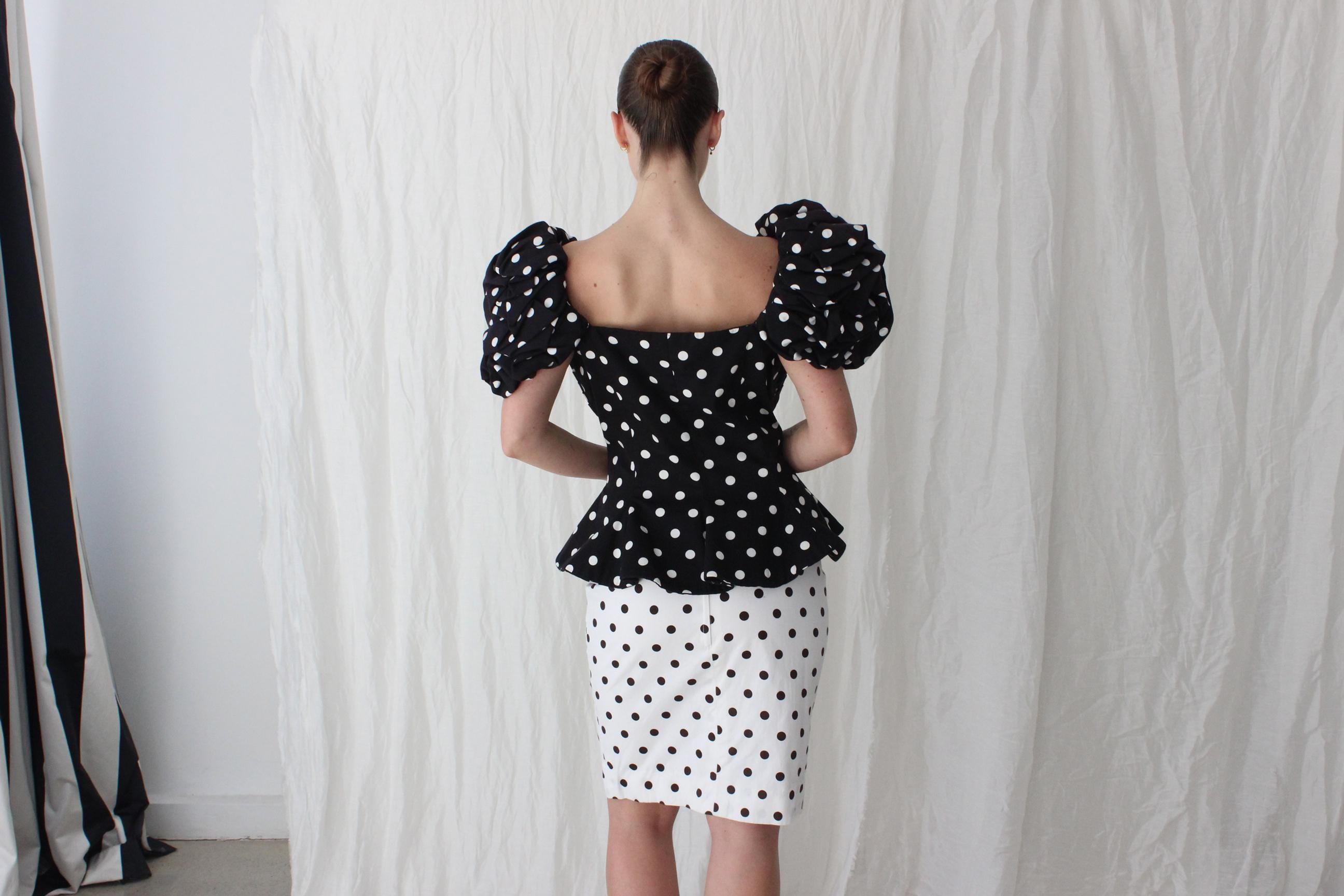 80s Lillie Rubin Monochromatic Polka Dot Set