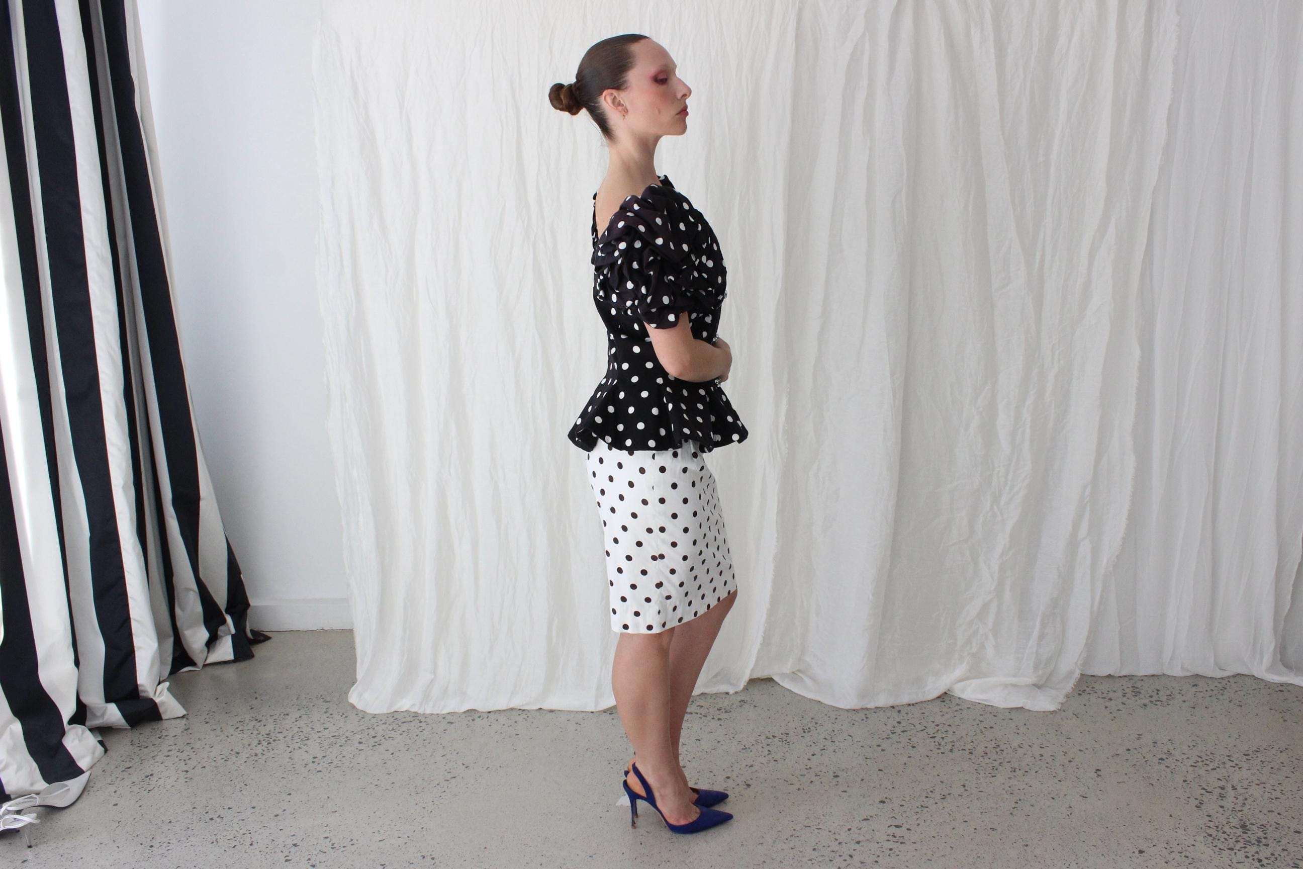 80s Lillie Rubin Monochromatic Polka Dot Set