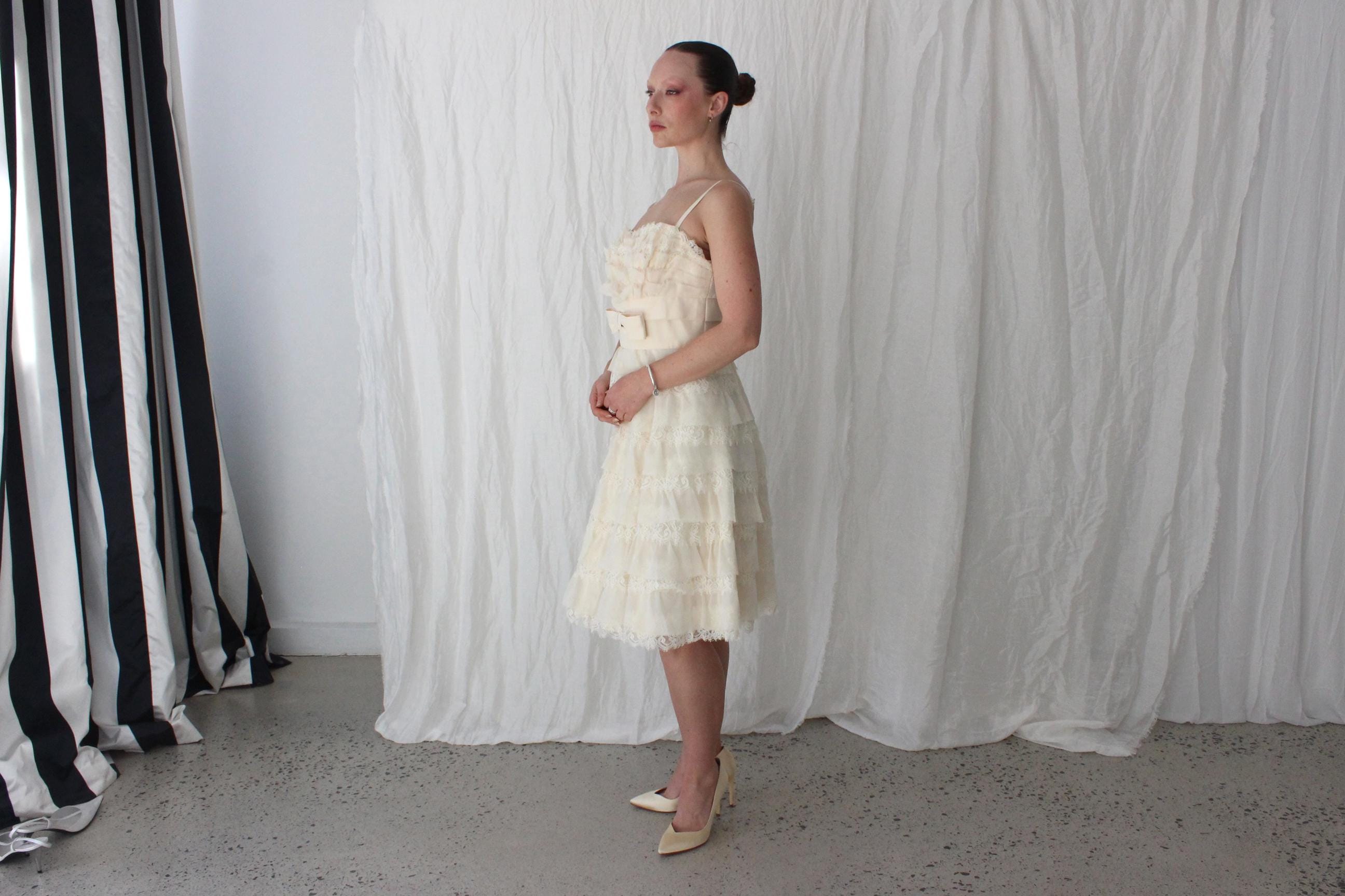 2000s Alannah Hill Tiered Lace & Organza Bridal Mini